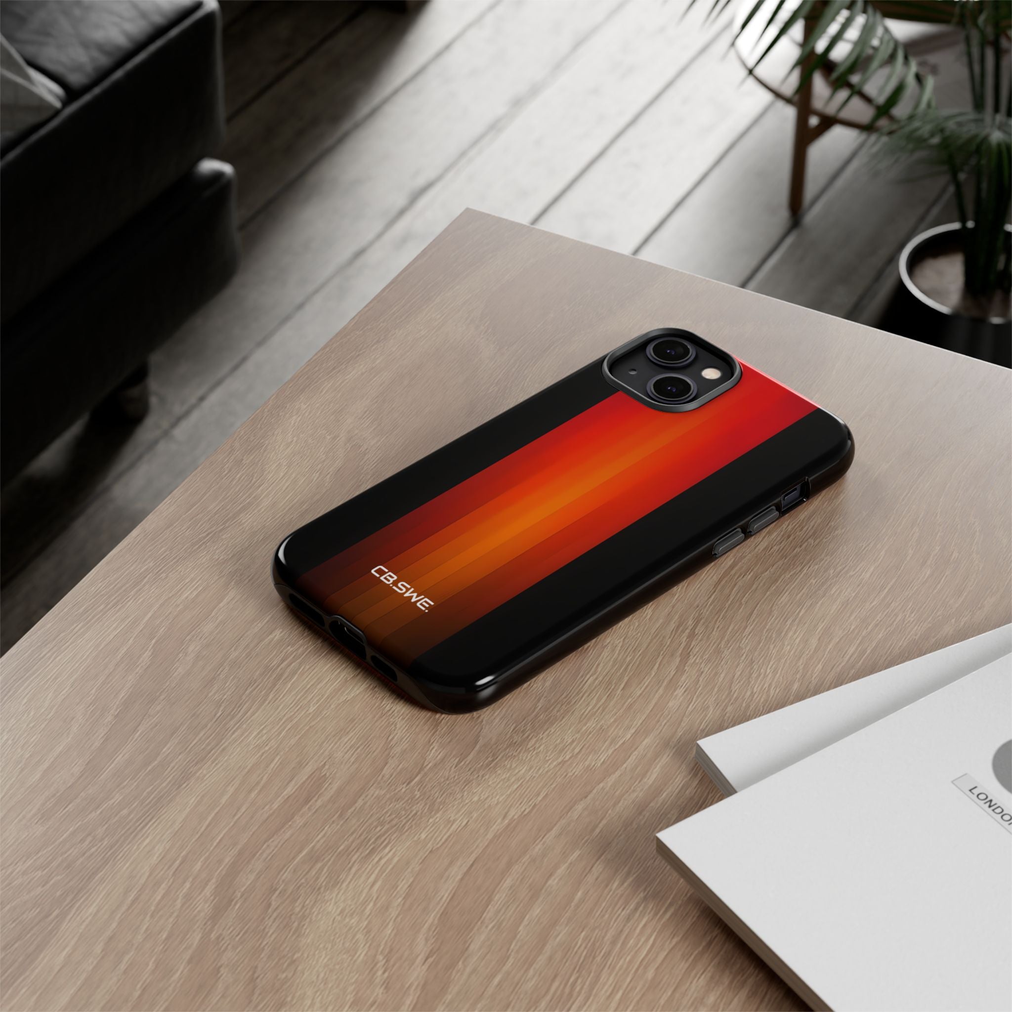 Vibrant Red to Black Gradient Minimalist Phone iPhone 14 - Tough