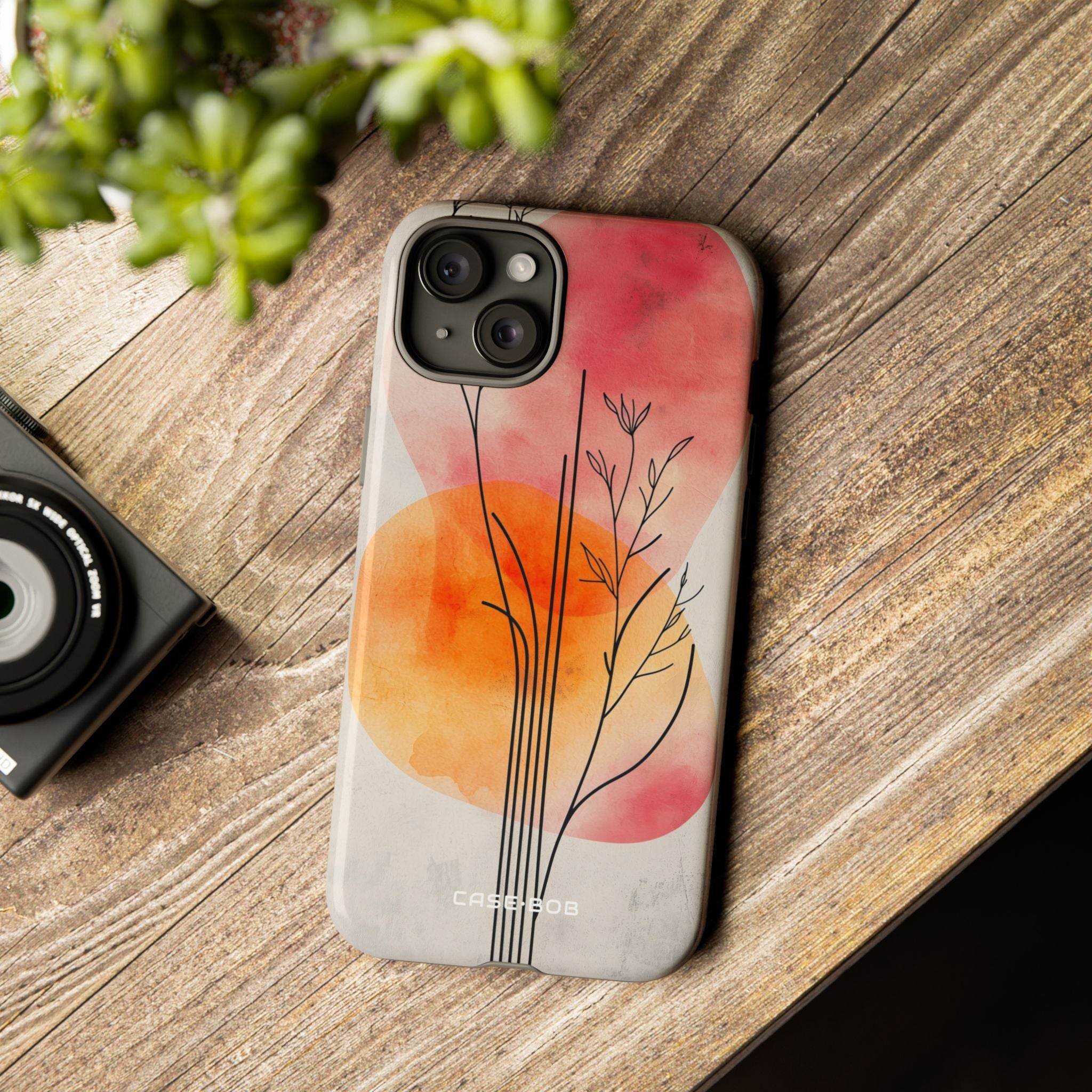 Curved Stem Sunset iPhone 15 Plus Case - Tough