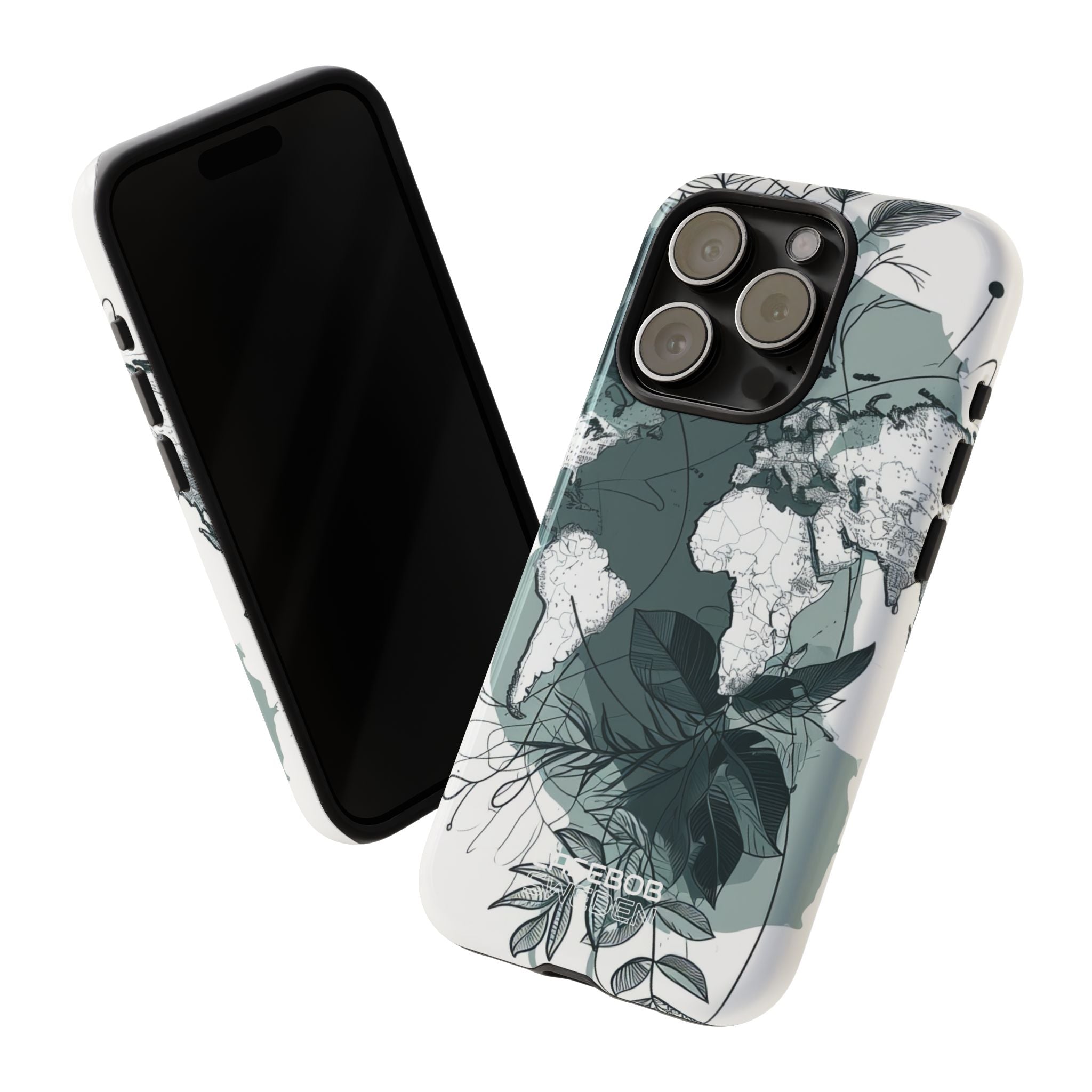 Botanische Weltkarte iPhone 15 – Robust