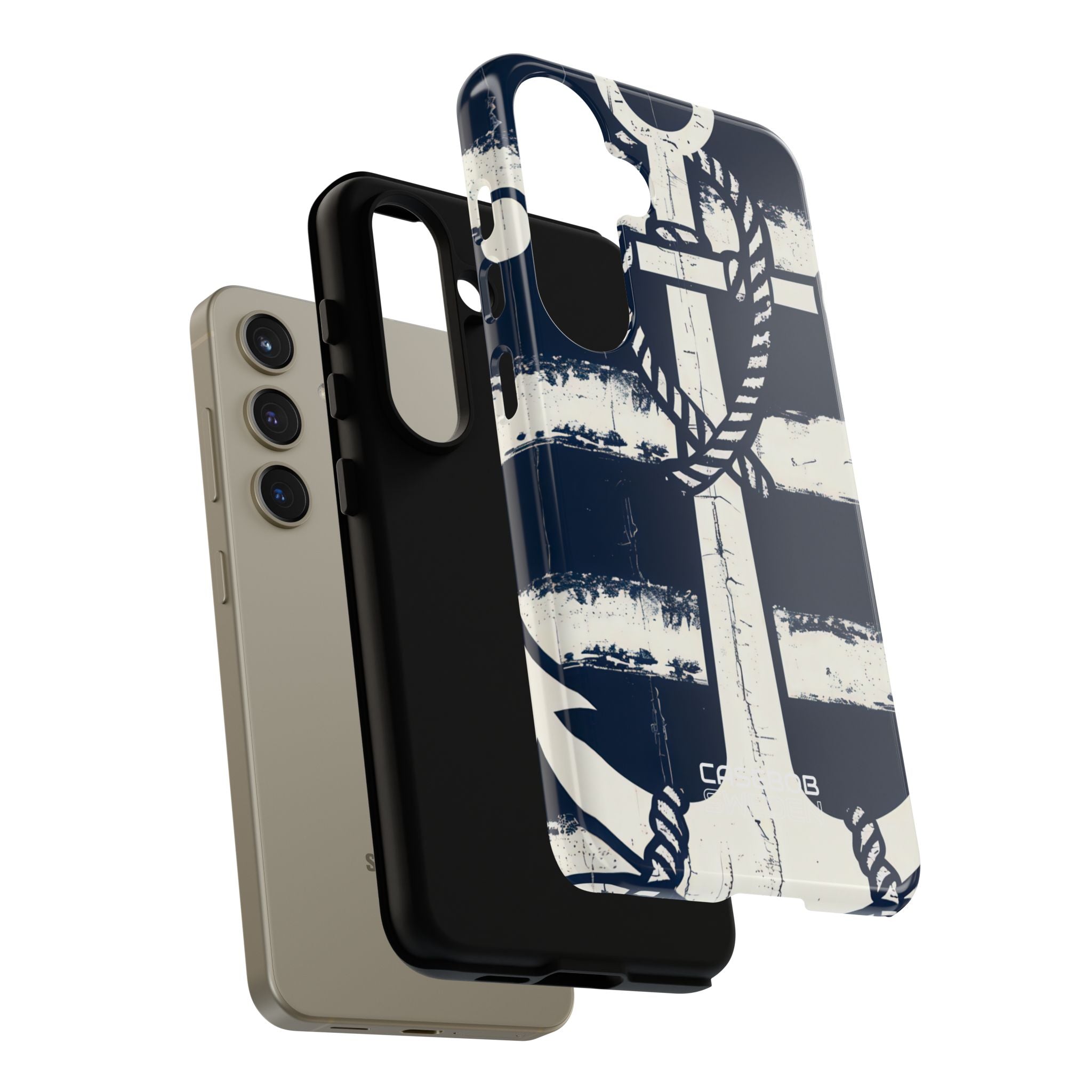Navy Anchor Stripes Samsung S24 - Tough