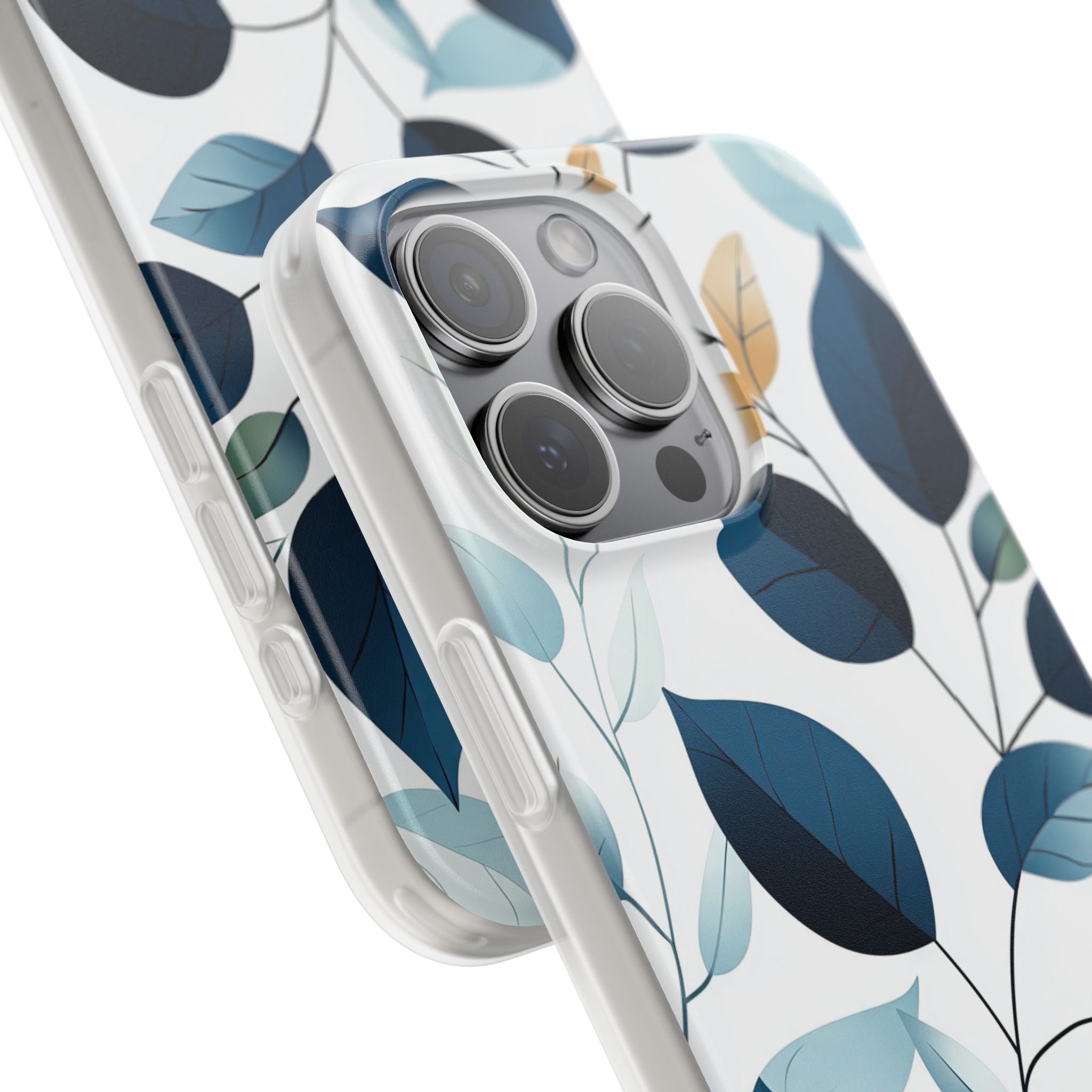 Navy Leaf Veins iPhone 15 Pro Max Case - Soft