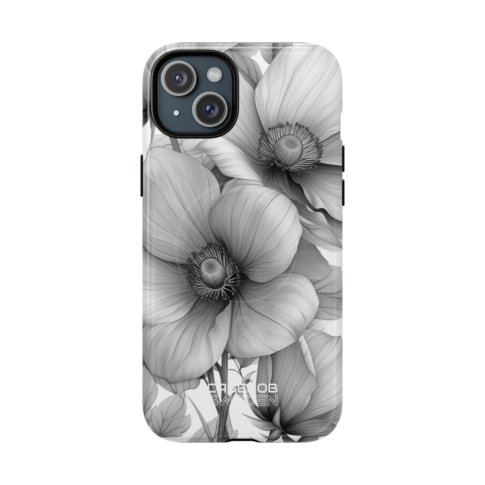 Graustufen-Blumenharmonie iPhone 15 – Robust+