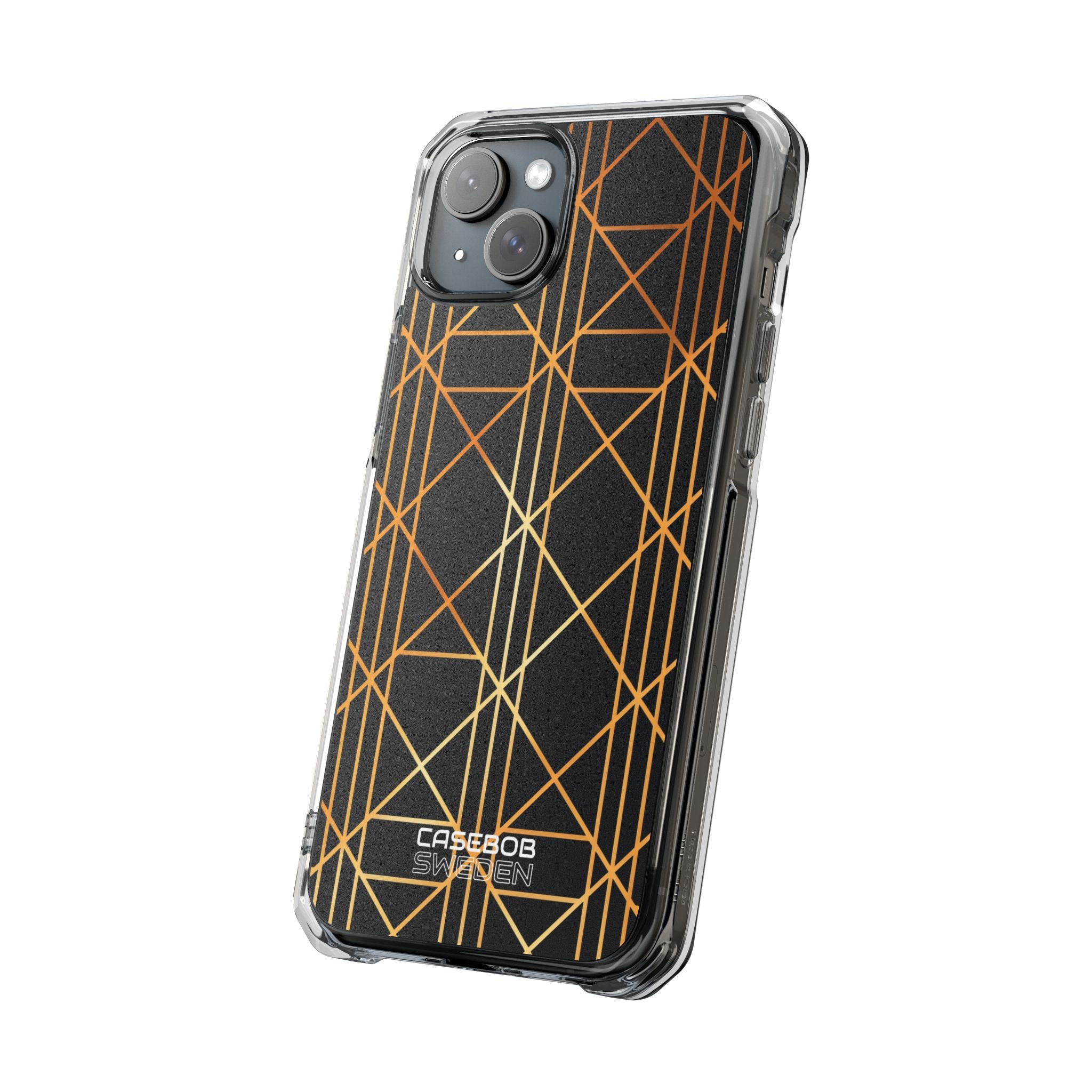 Golden Geometric Elegance iPhone 15 - Impact Clear+