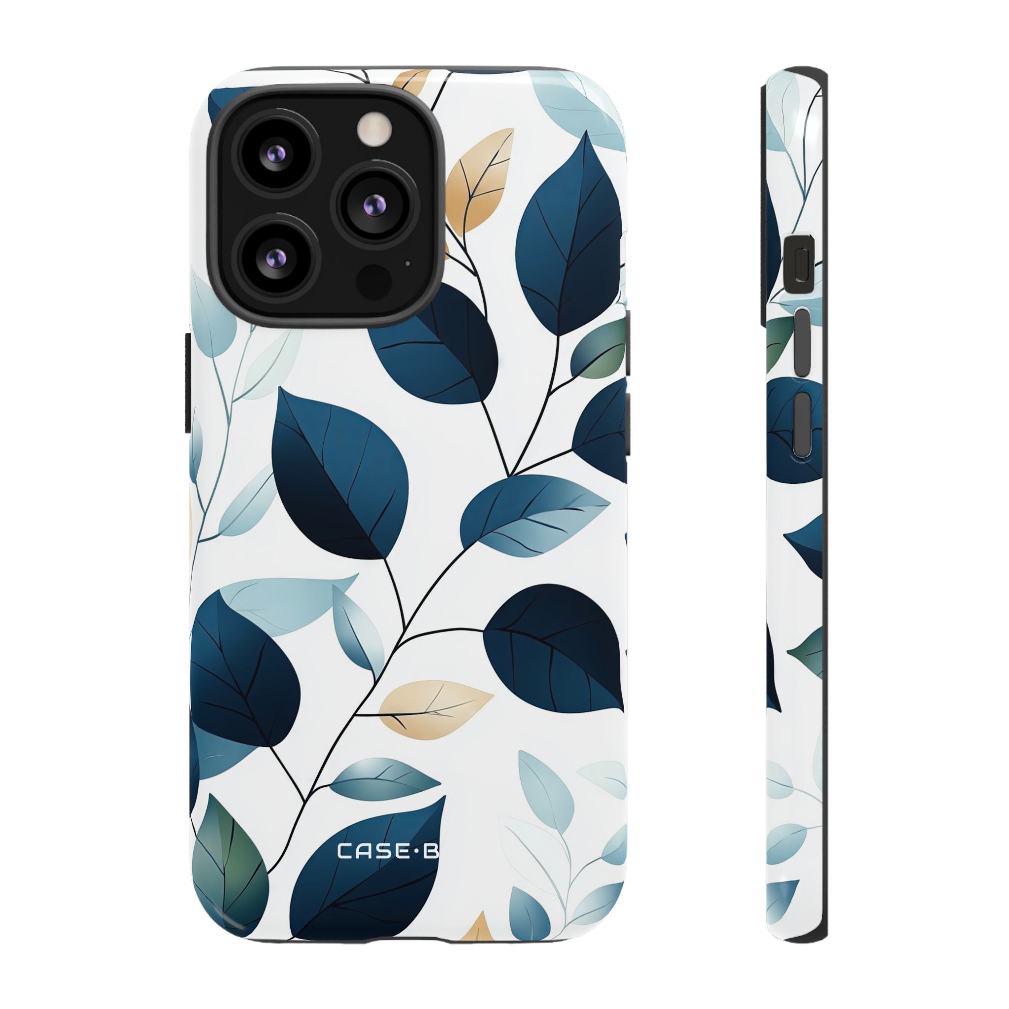 Navy Leaf Veins iPhone 13 Pro Case - Tough