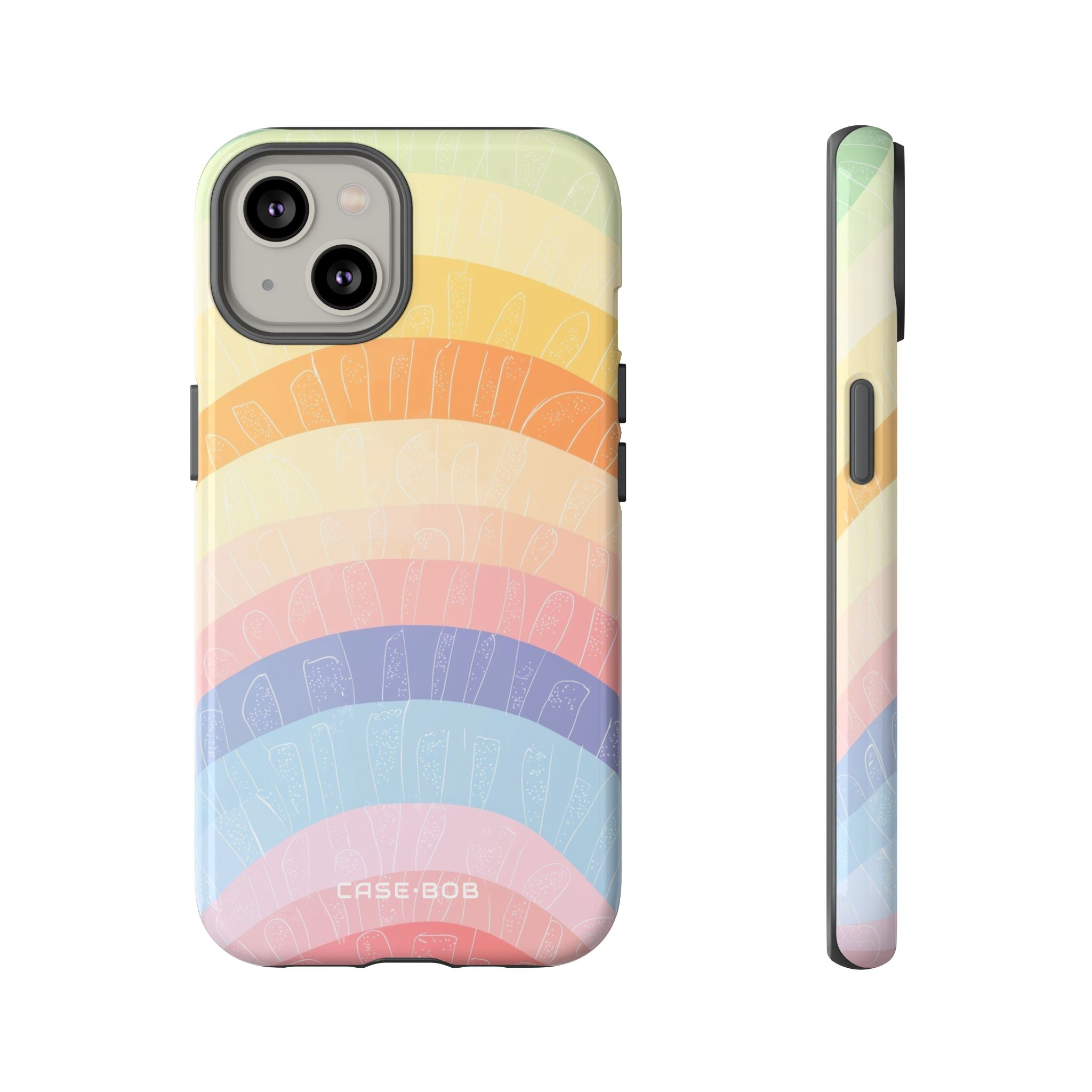 Pastel Rainbow Bands iPhone 14 Case - Tough