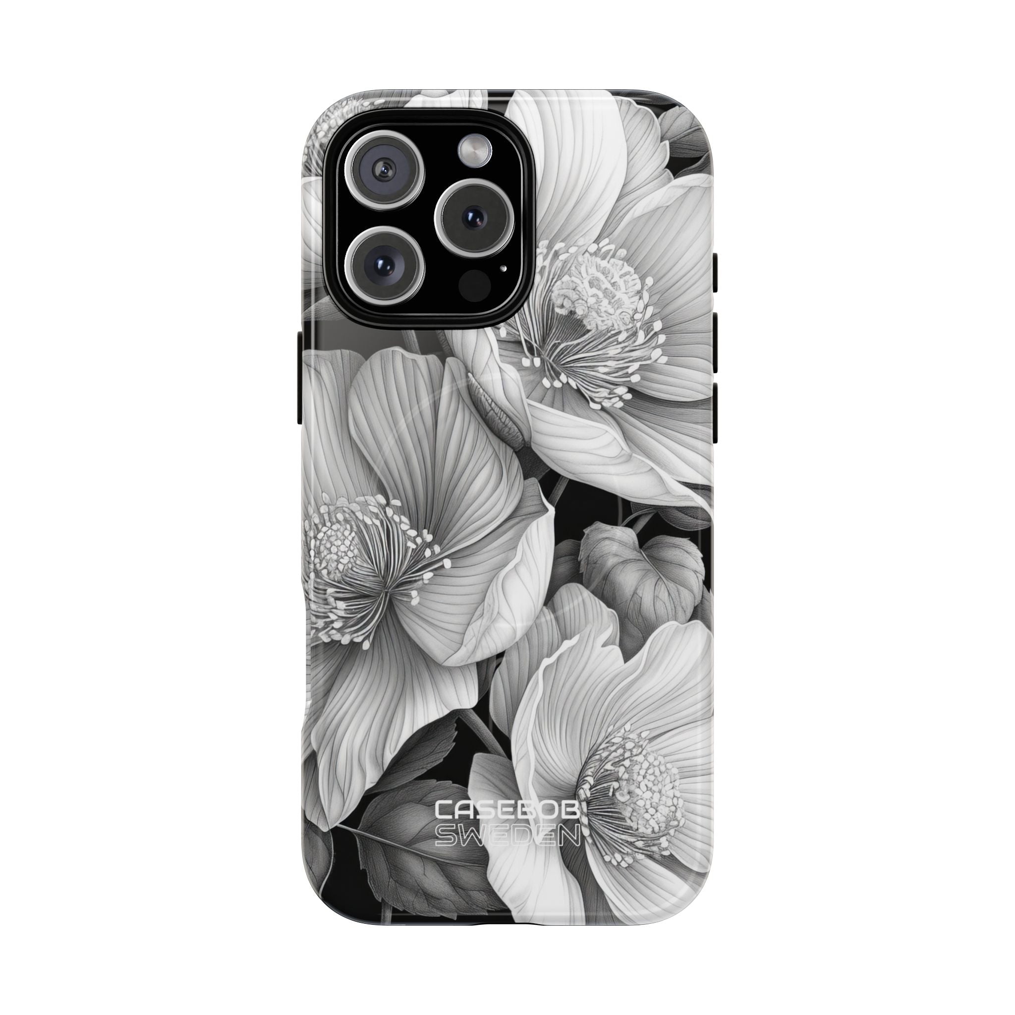 Monochrome Petal Dance iPhone 16 - Tough+