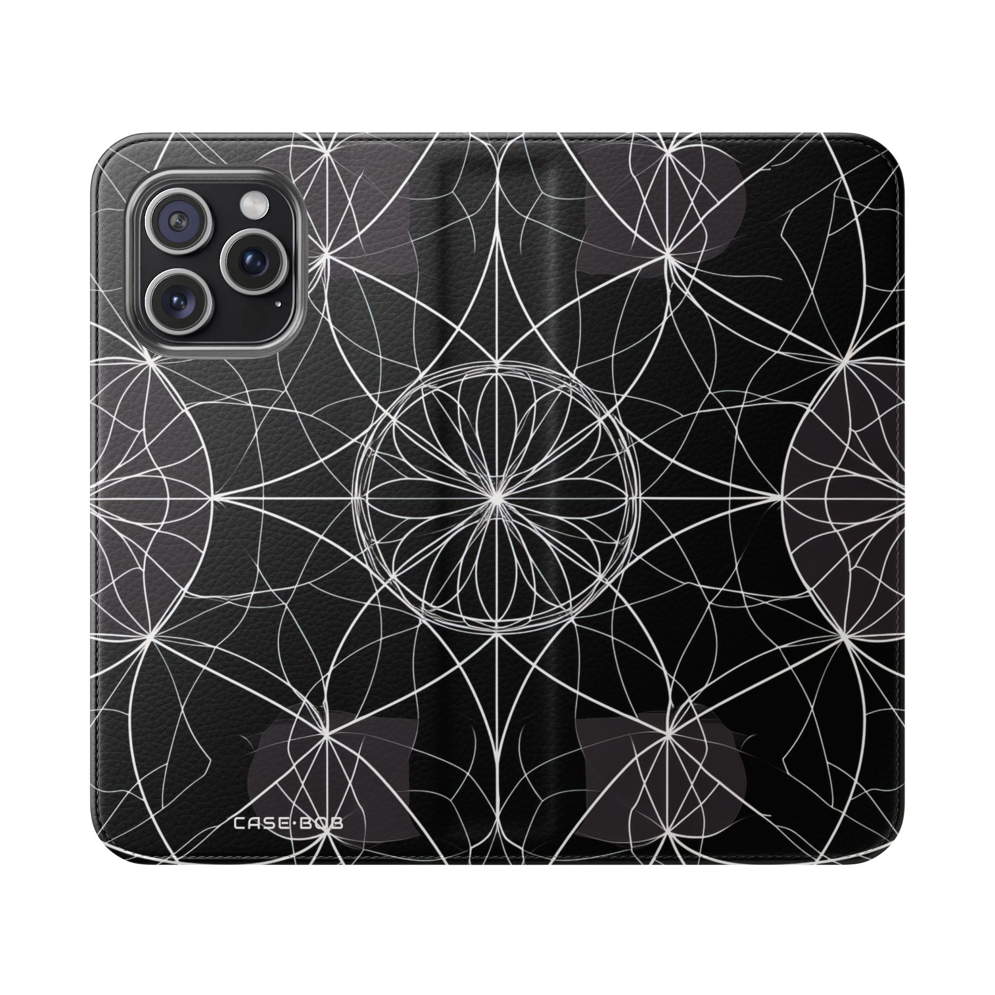 Valkoinen Mandala Sädehtivä - iPhone 15 Pro Max -lompakkokotelo