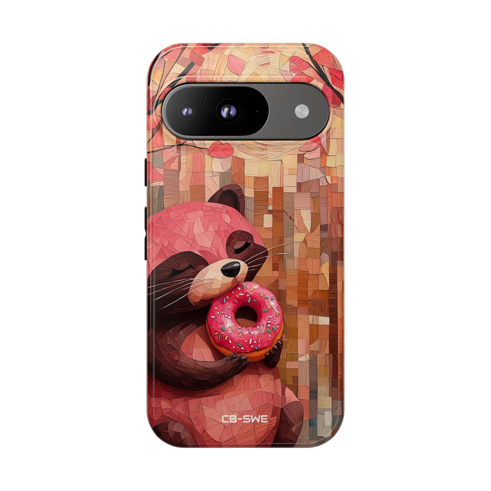 Raccoon Holds Donut - Google Pixel Case