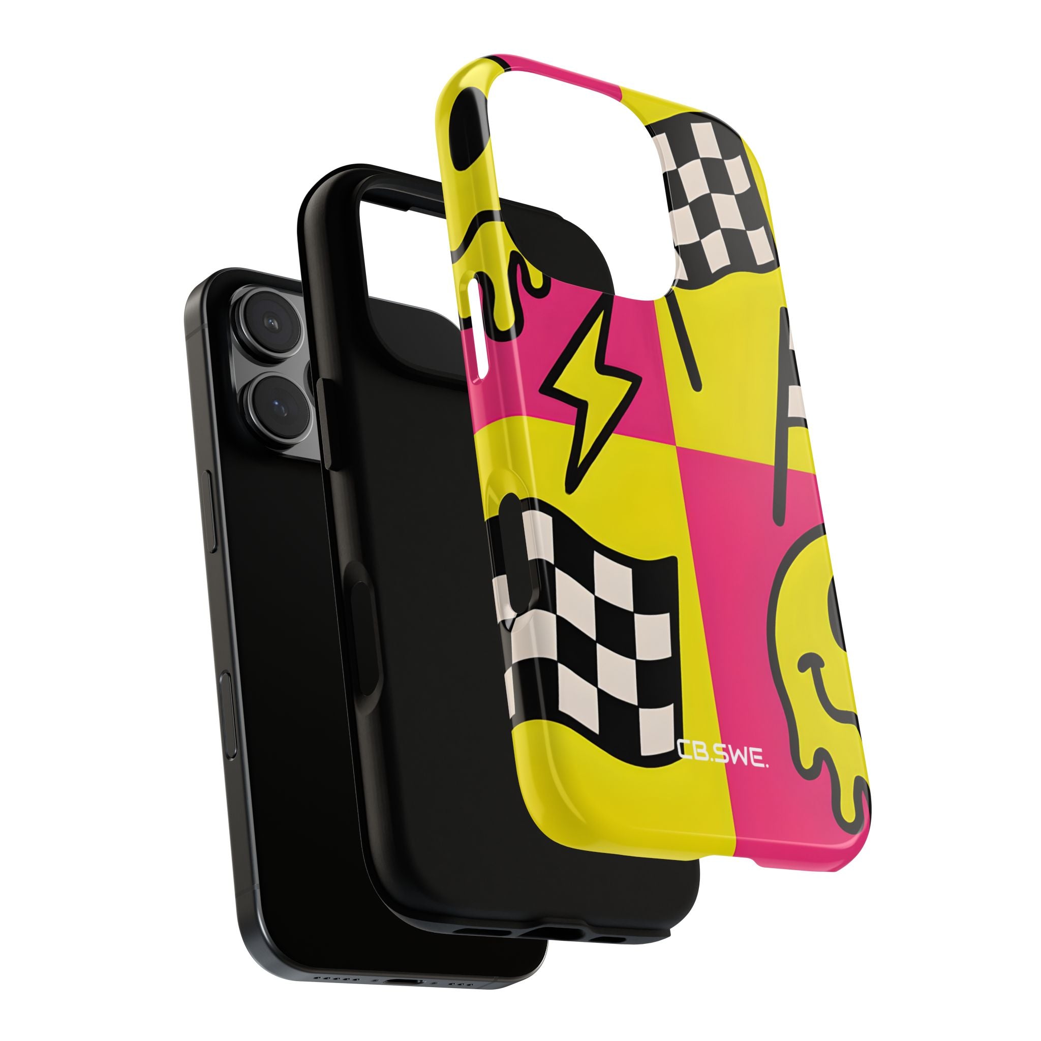 Vibrant Pop Art Smiling Faces and Lightning iPhone 16 - Tough