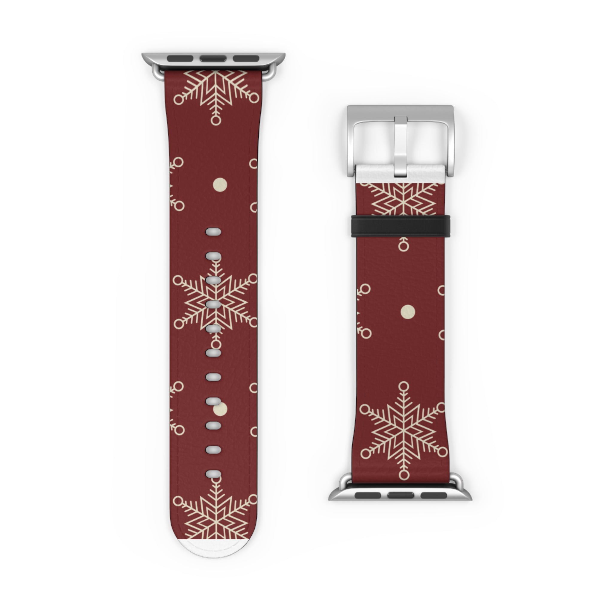 Cream Snowflakes Crimson - Watch Band