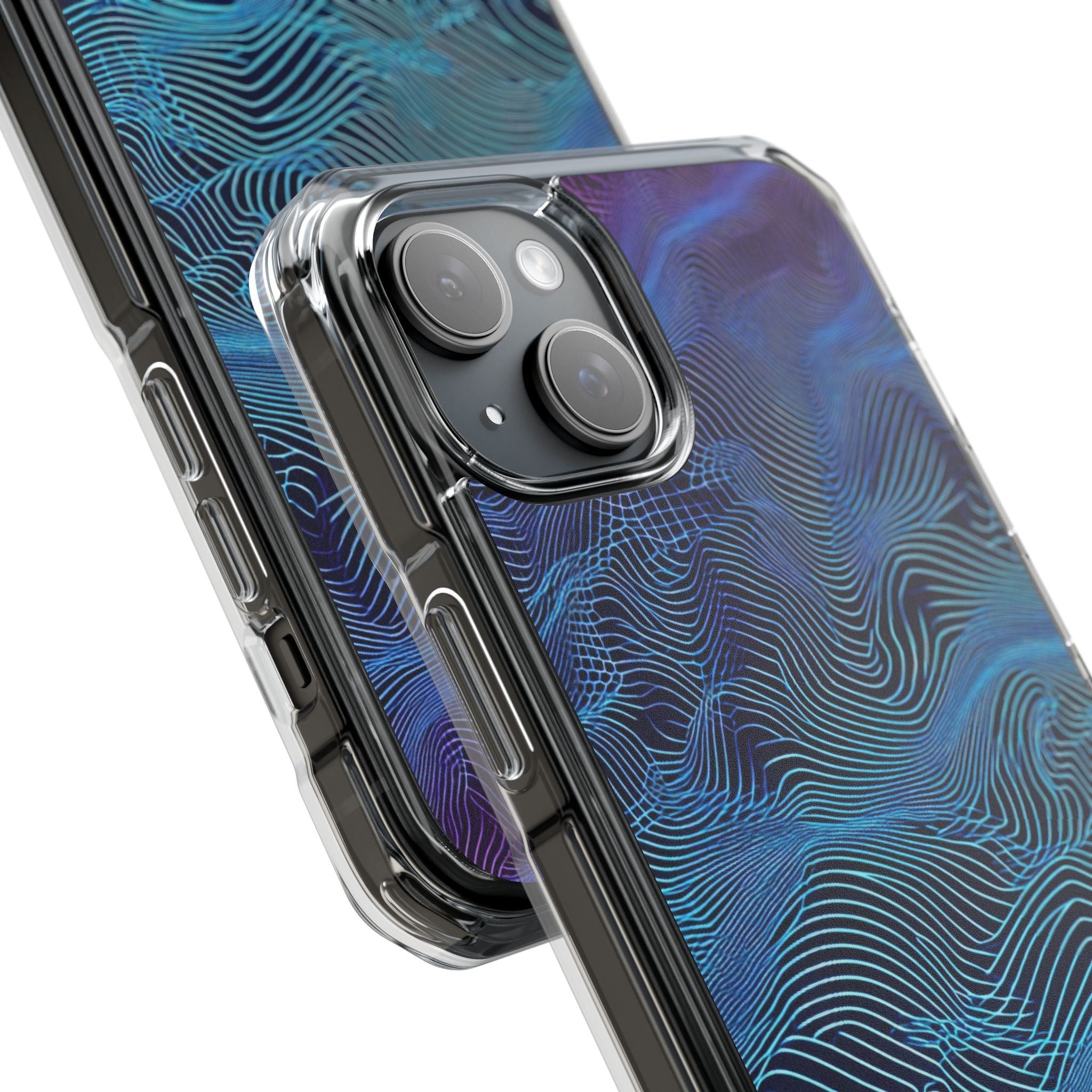 Neon Waves Flow iPhone 15 - Impact Clear+