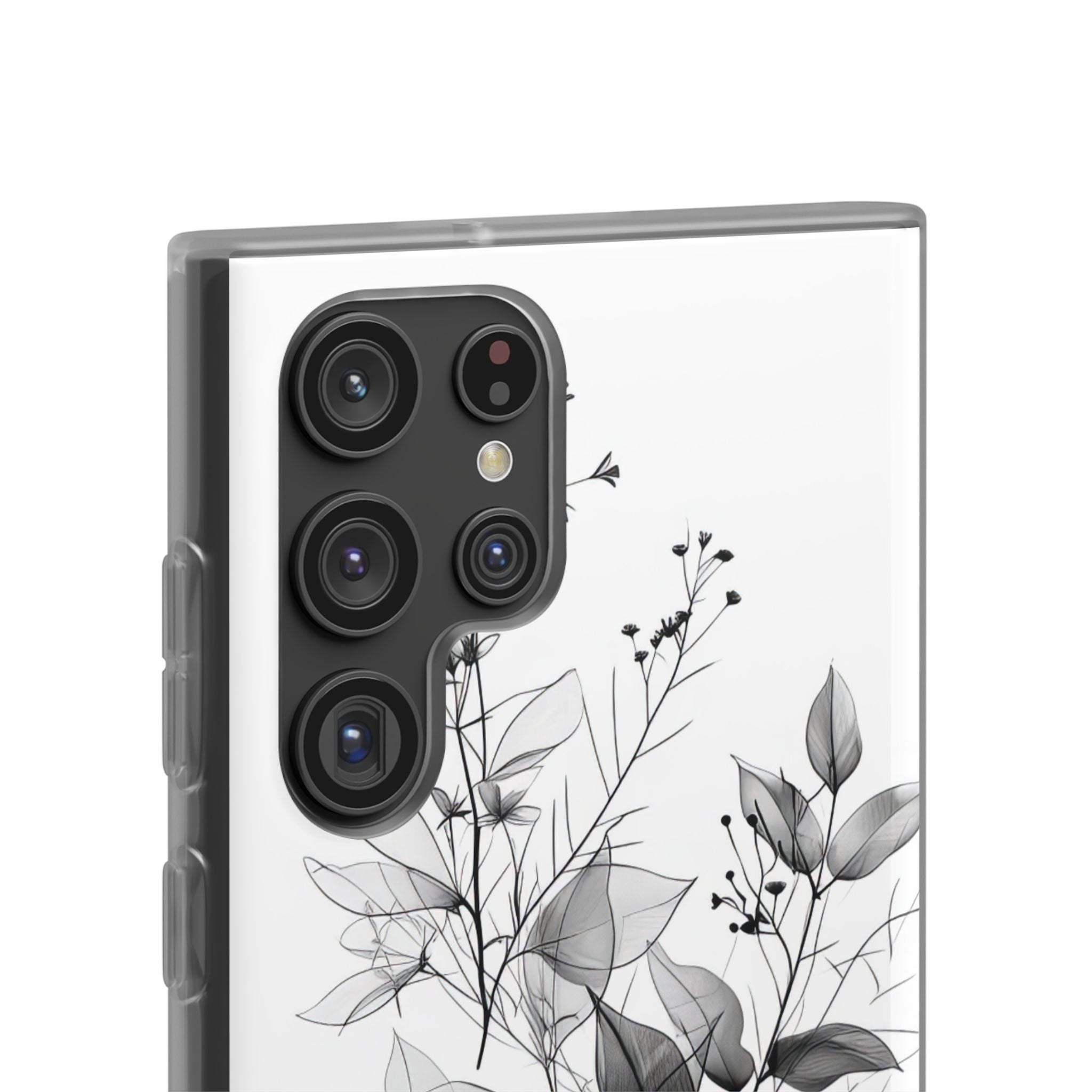 Veined Leaves Gray Samsung S22 Ultra Case - Soft