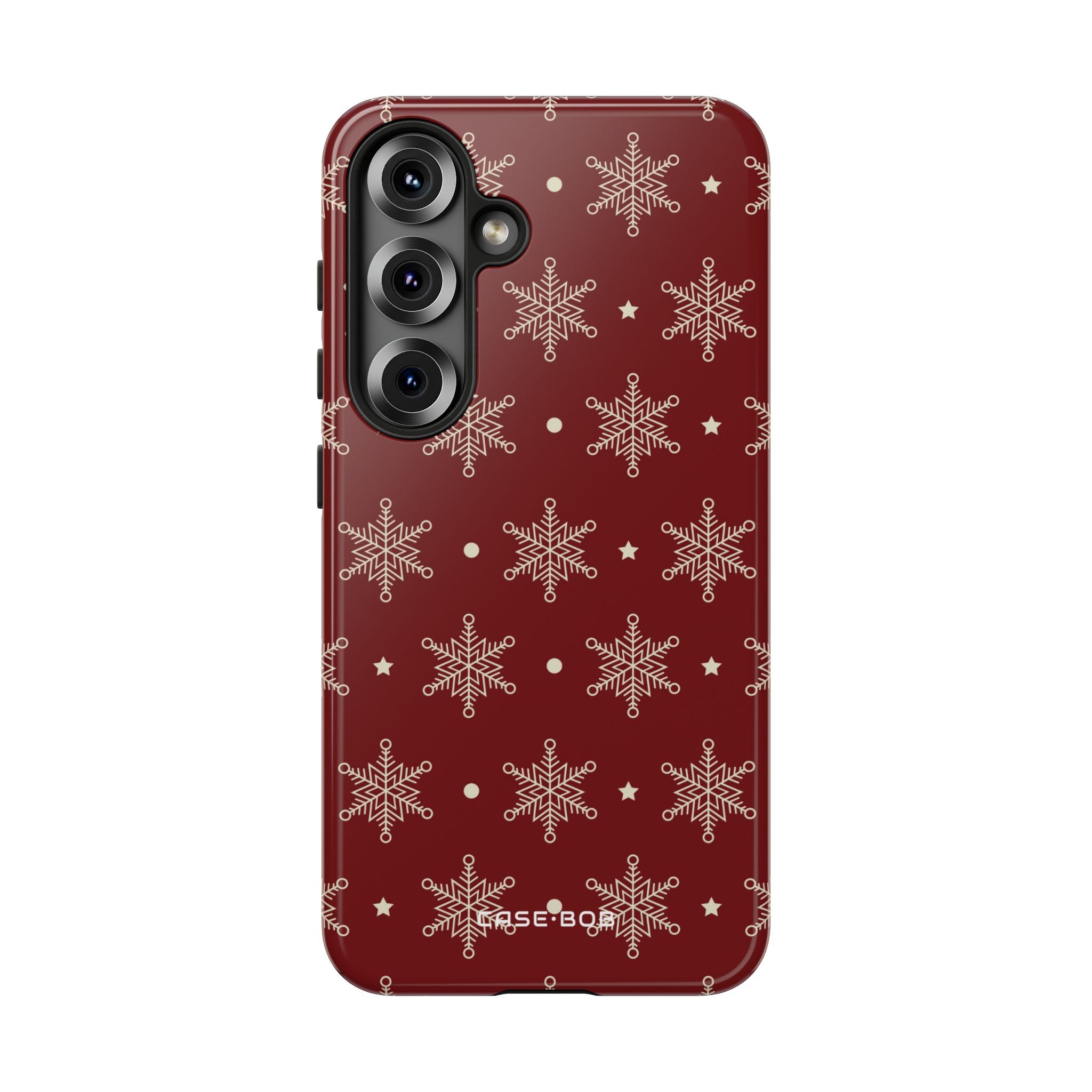 Cream Snowflake Crimson Samsung S25 Case - Tough