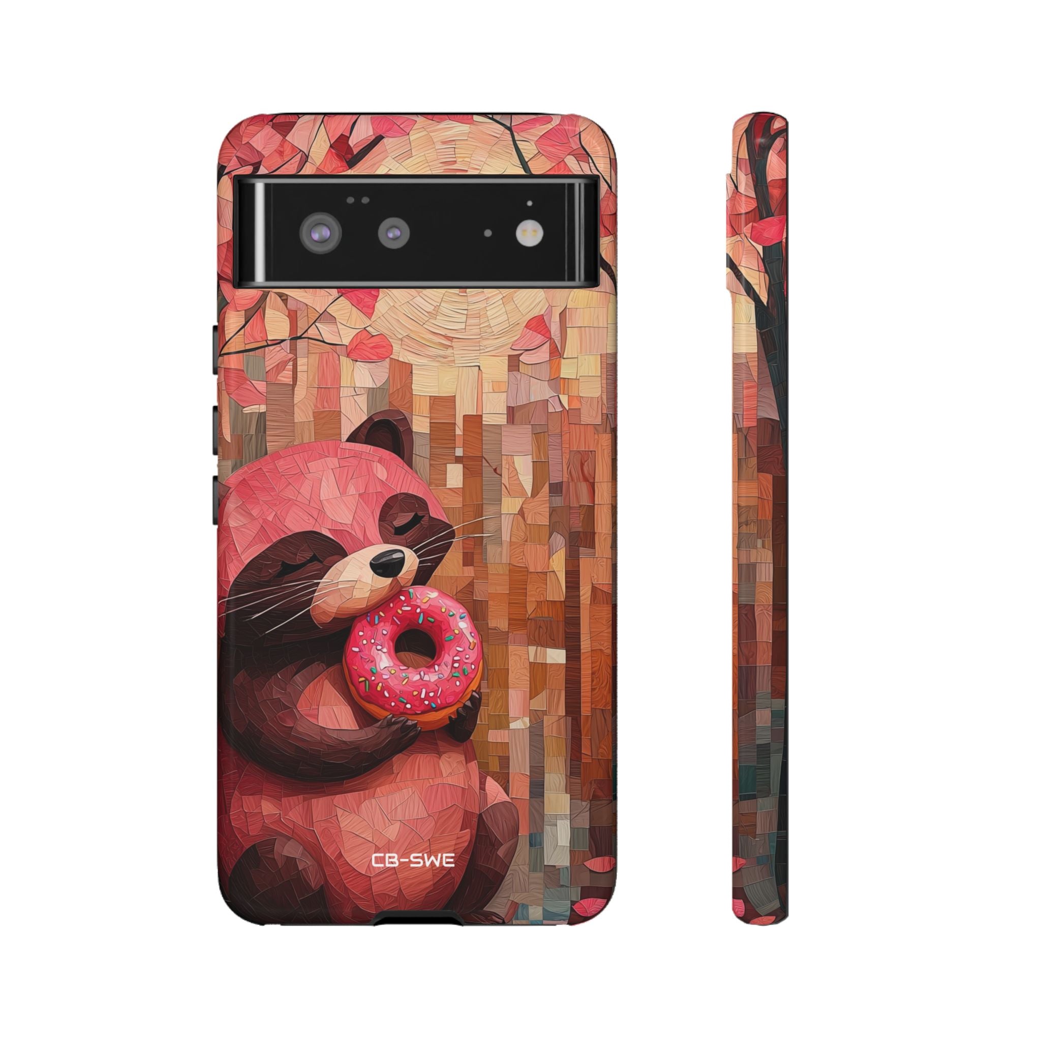 Raccoon Holds Donut - Google Pixel Case