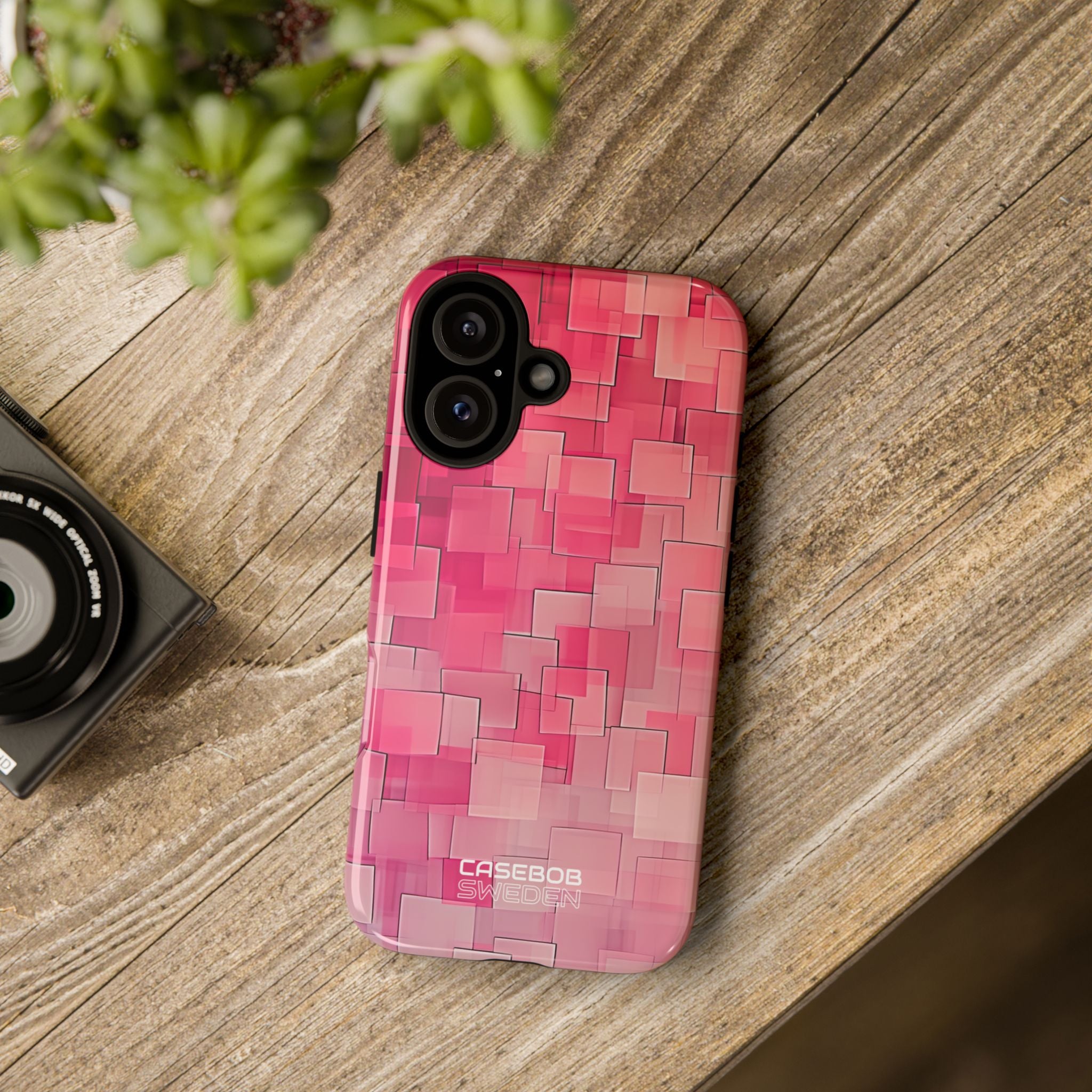 Gelaagde roze geometrie iPhone 16 - Tough