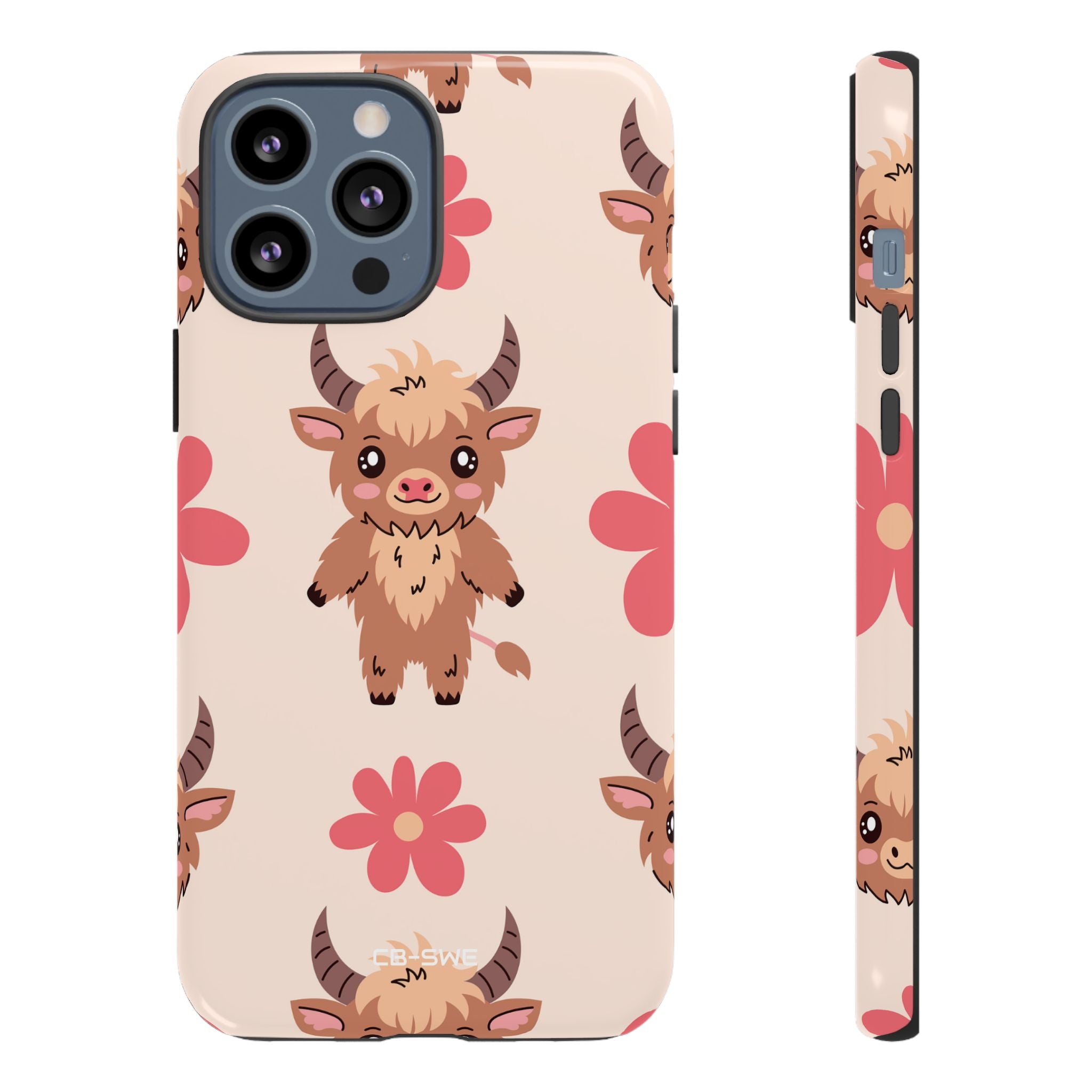 Cute Cattle & Flowers - iPhone Case