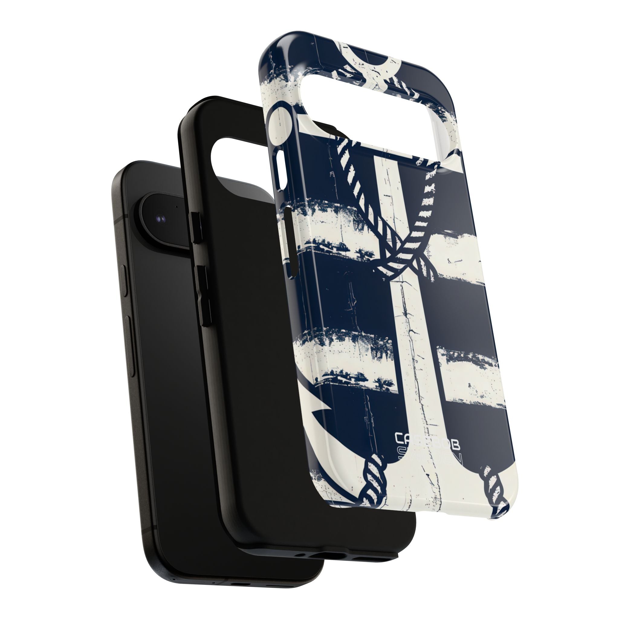 Navy Anchor Stripes Google Pixel 9 - Tough