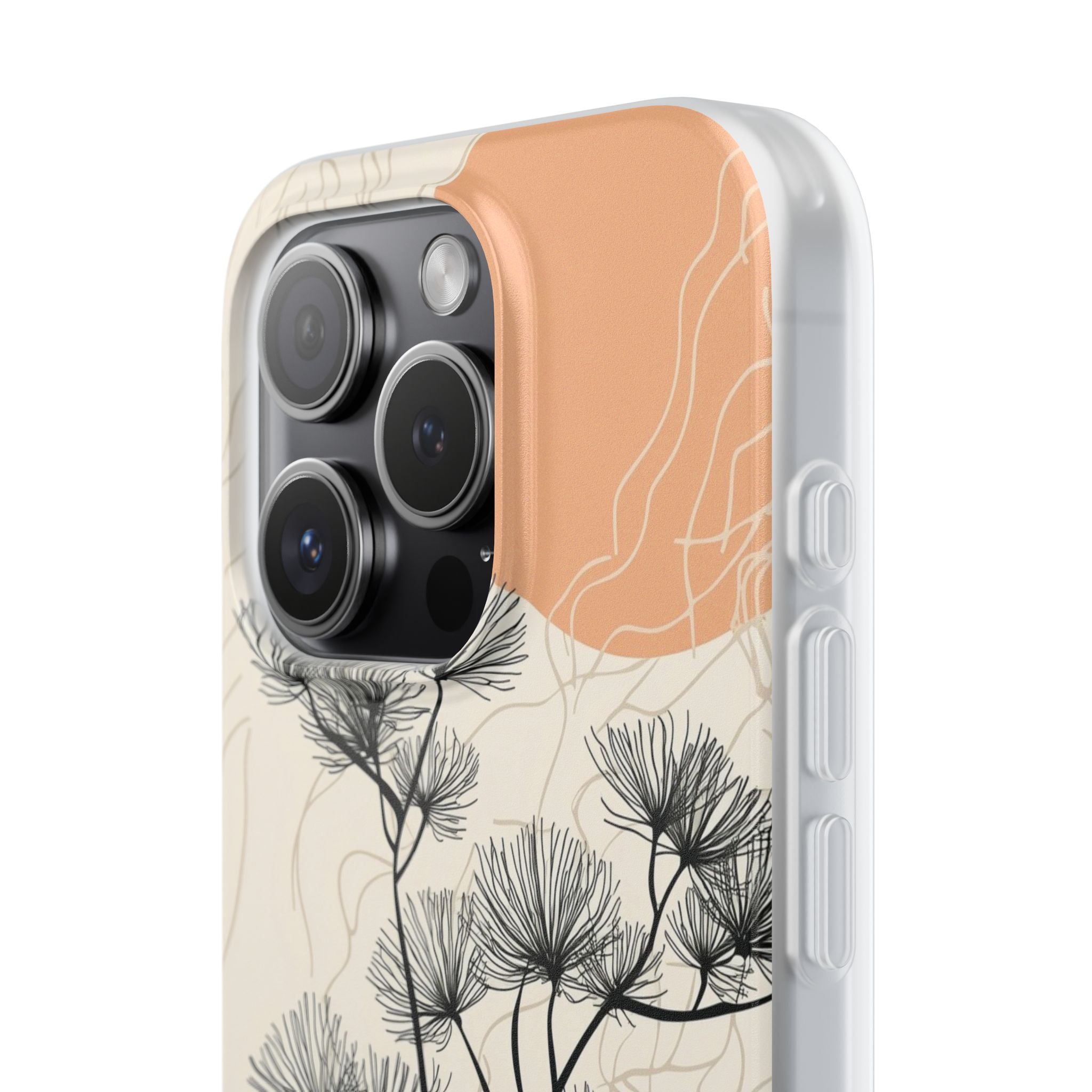 Spiky Tree Sunset iPhone 15 Pro Case - Soft