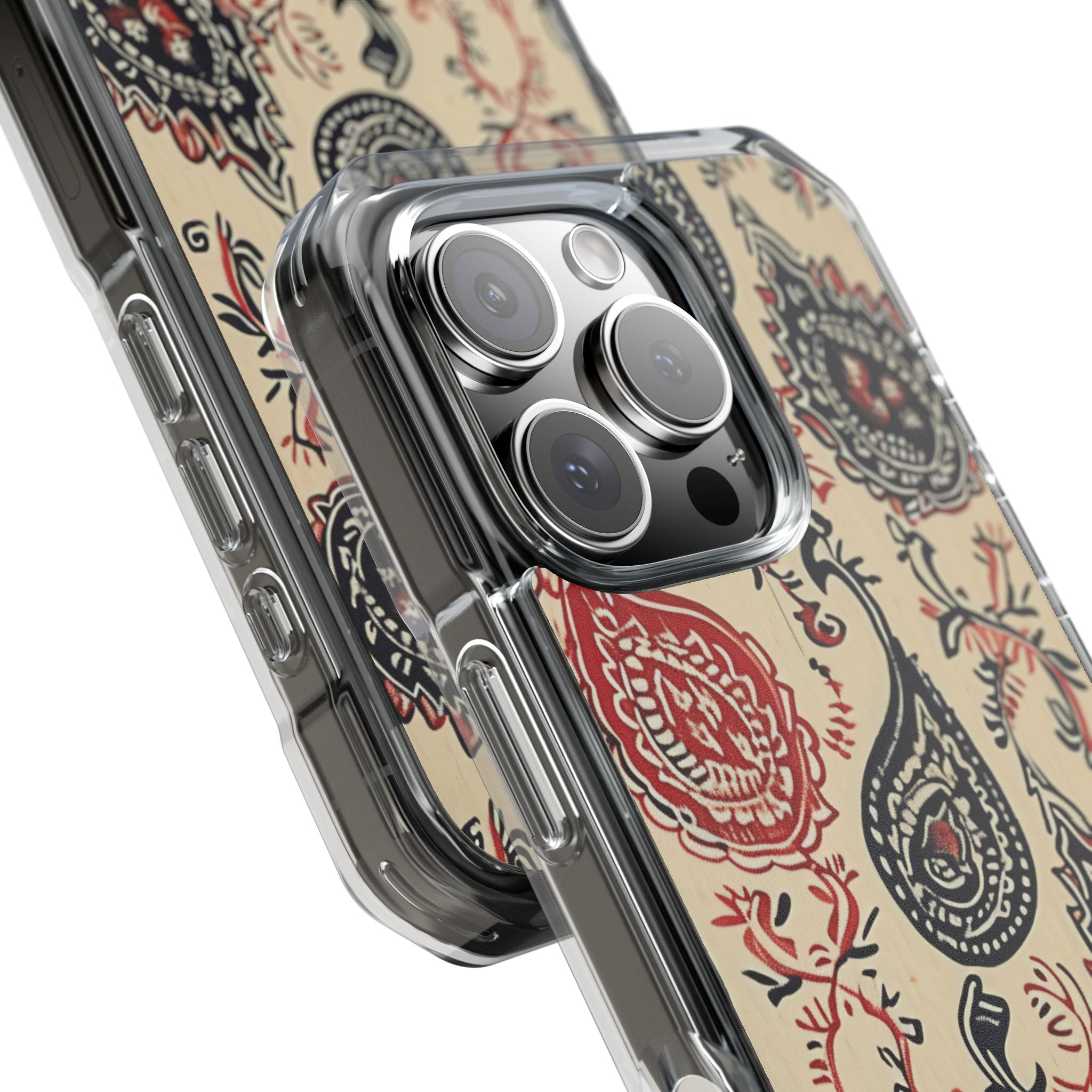 Navy Paisley Swirl iPhone 16 - Impact Clear+