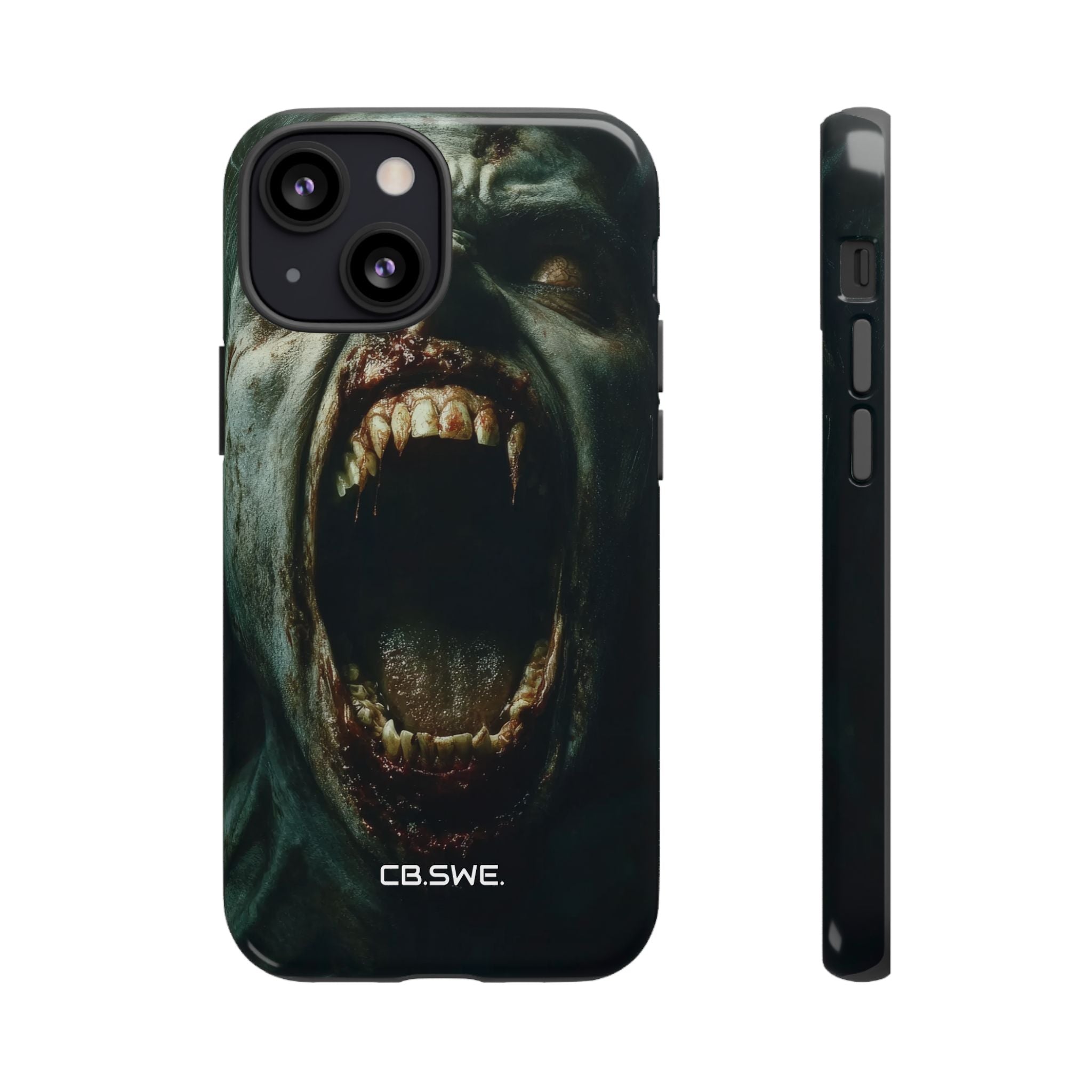 A zombie with sharp teeth mouth open showing vamp iPhone 13 - Tough