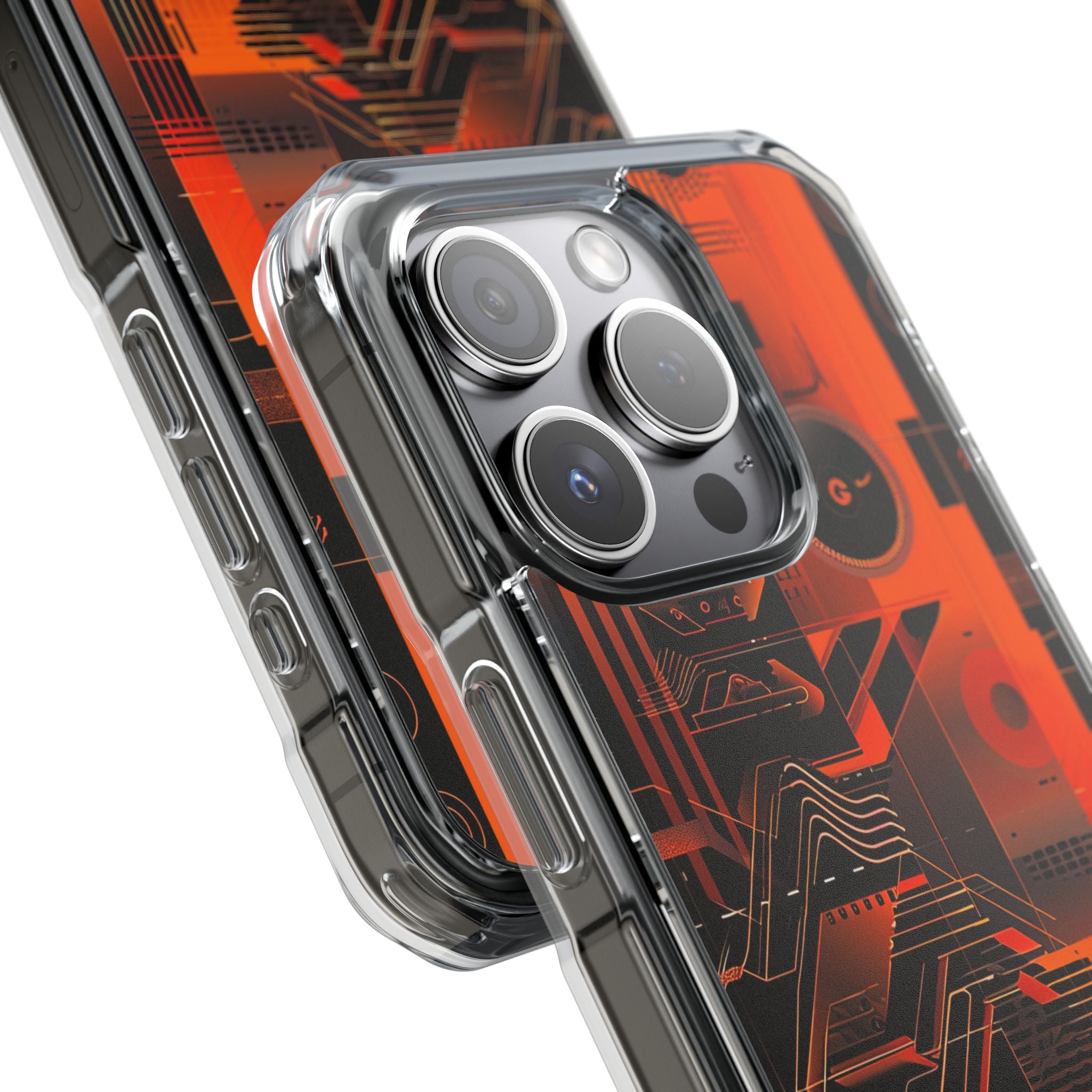 Orange Circuit Dreams iPhone 15 - Impact Clear+