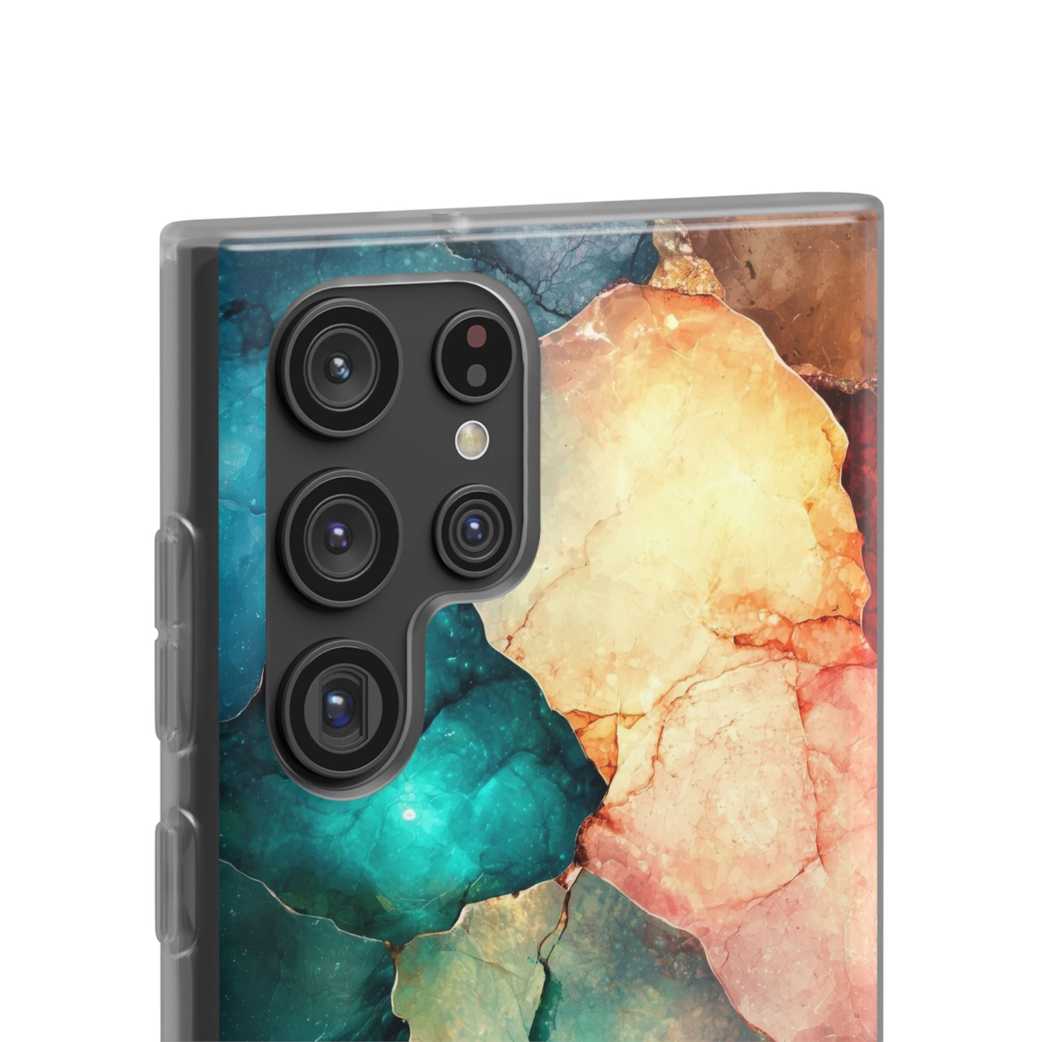 Teal Mosaic Veins Samsung S22 Ultra Case - Soft