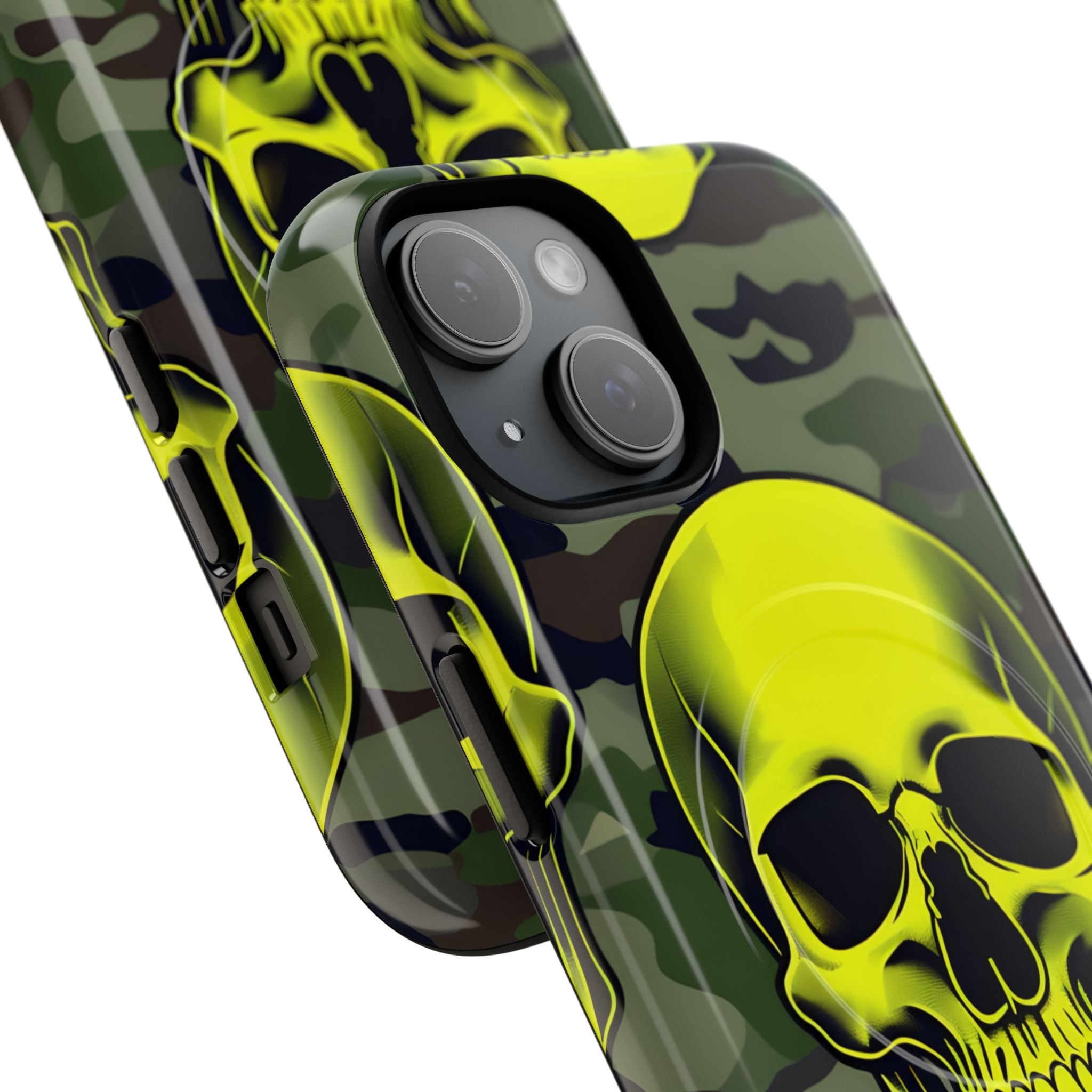 Neon Skull Camo iPhone 15 Case - Tough+