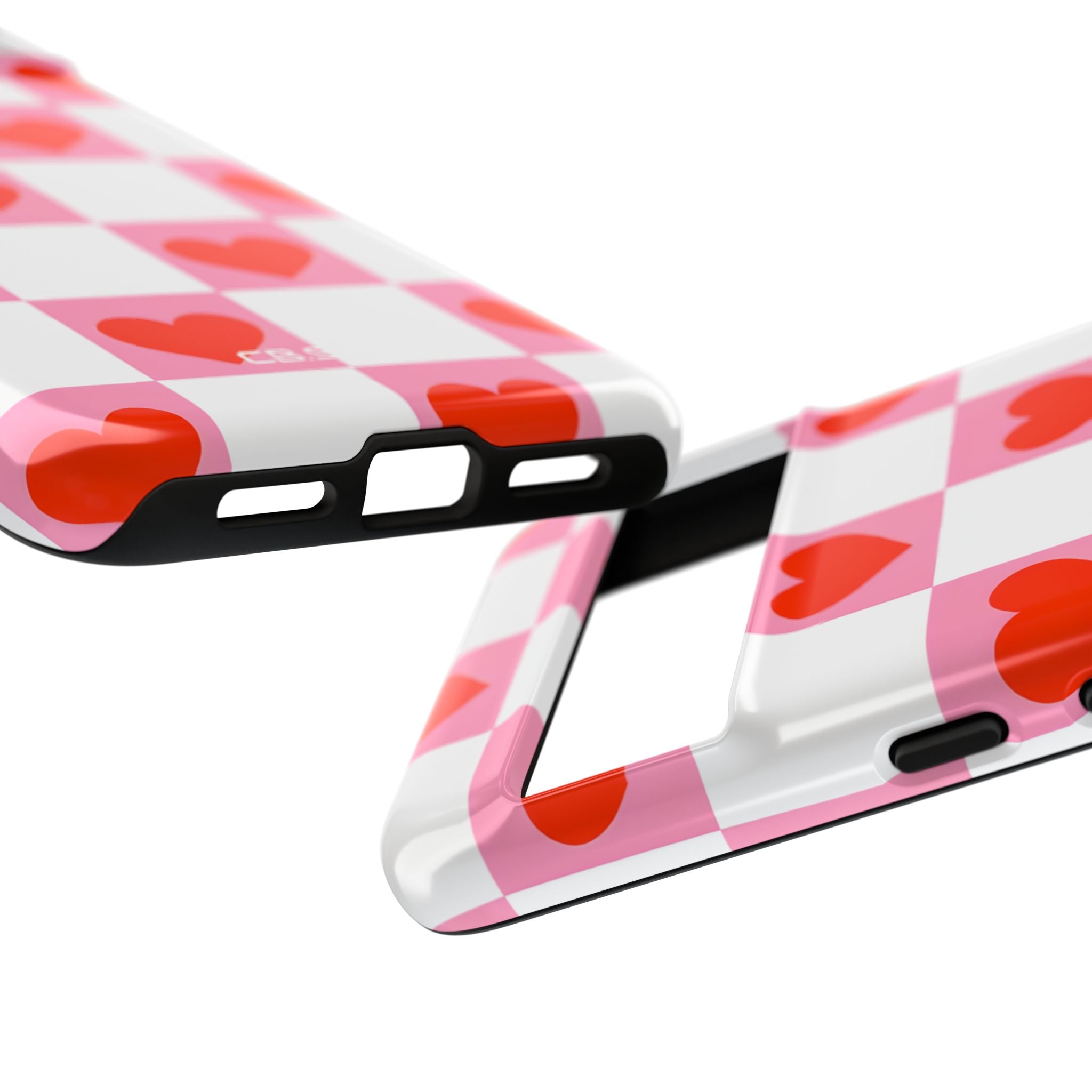 Charming Pink White Checkerboard Heart Shapes Google Pixel 8 - Tough