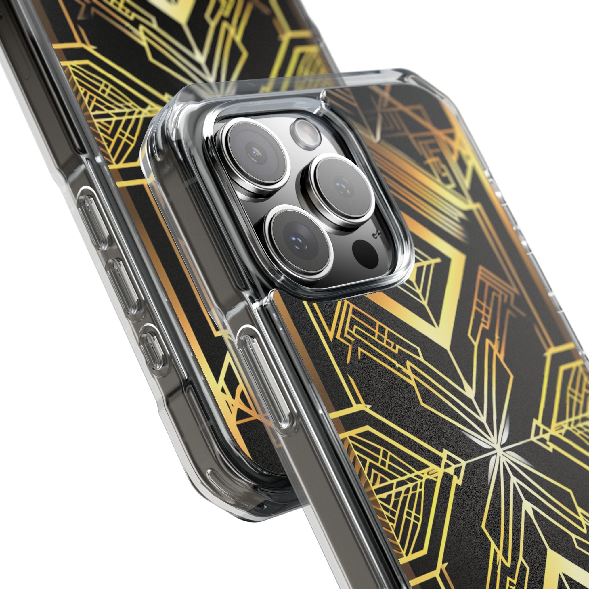Golden Geometric Symphony iPhone 16 - Impact Clear+