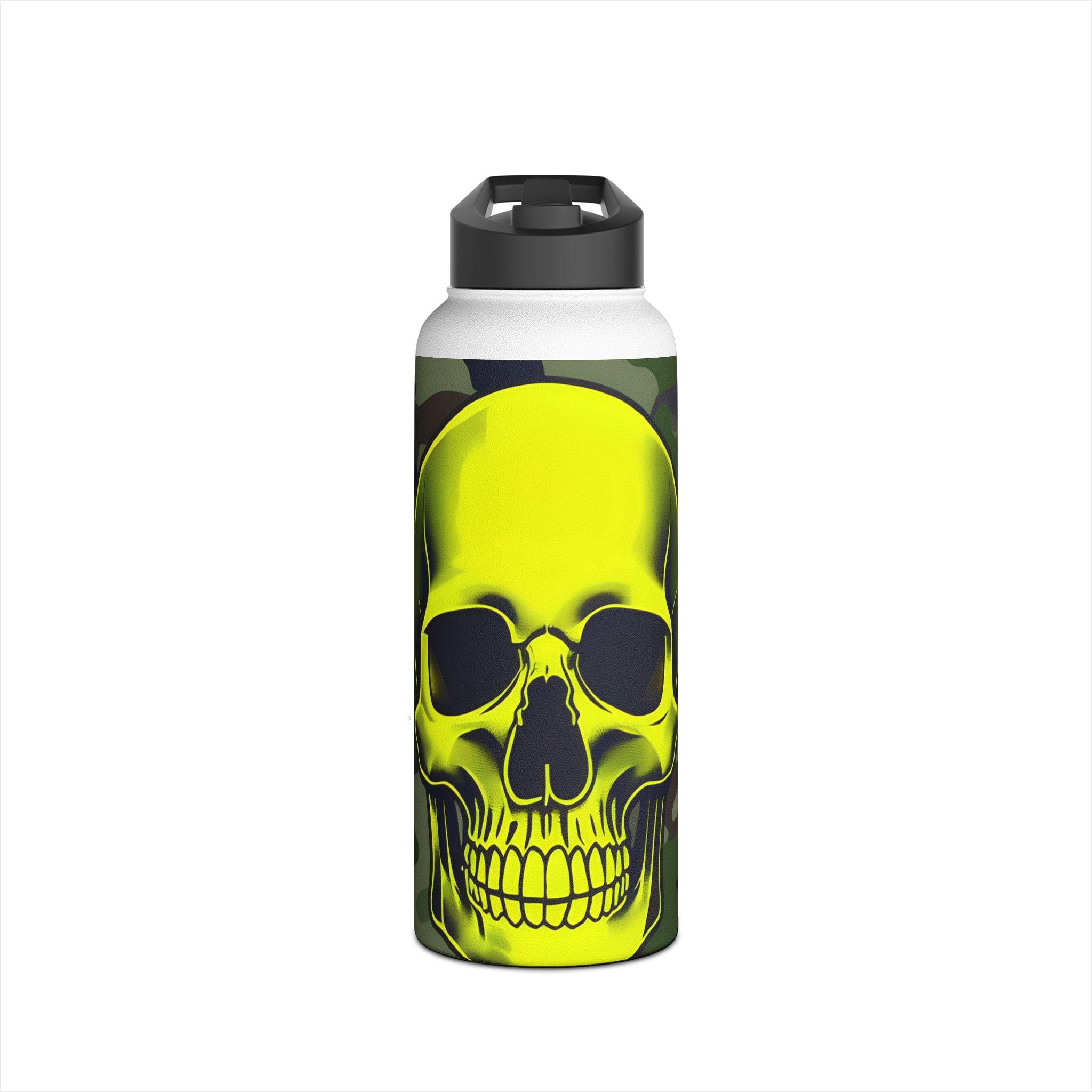 Neon Skull Camo - Ruostumattomasta teräksestä valmistettu vesipullo
