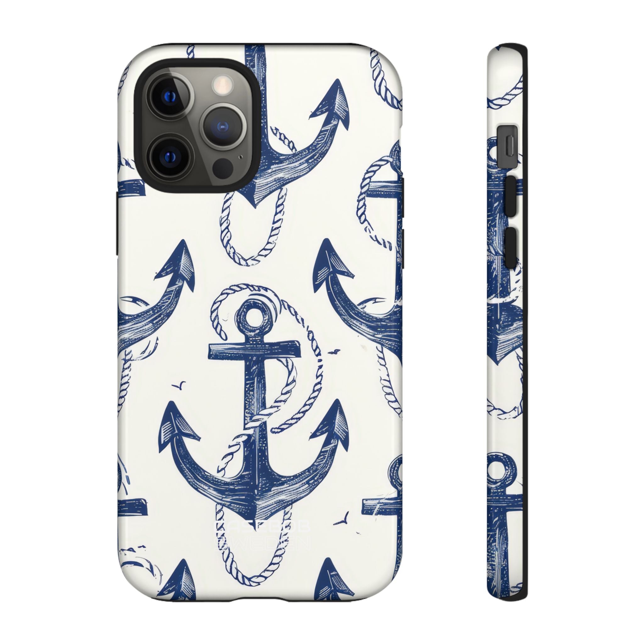 Navy Anchor Tapestry iPhone 12 - Tough