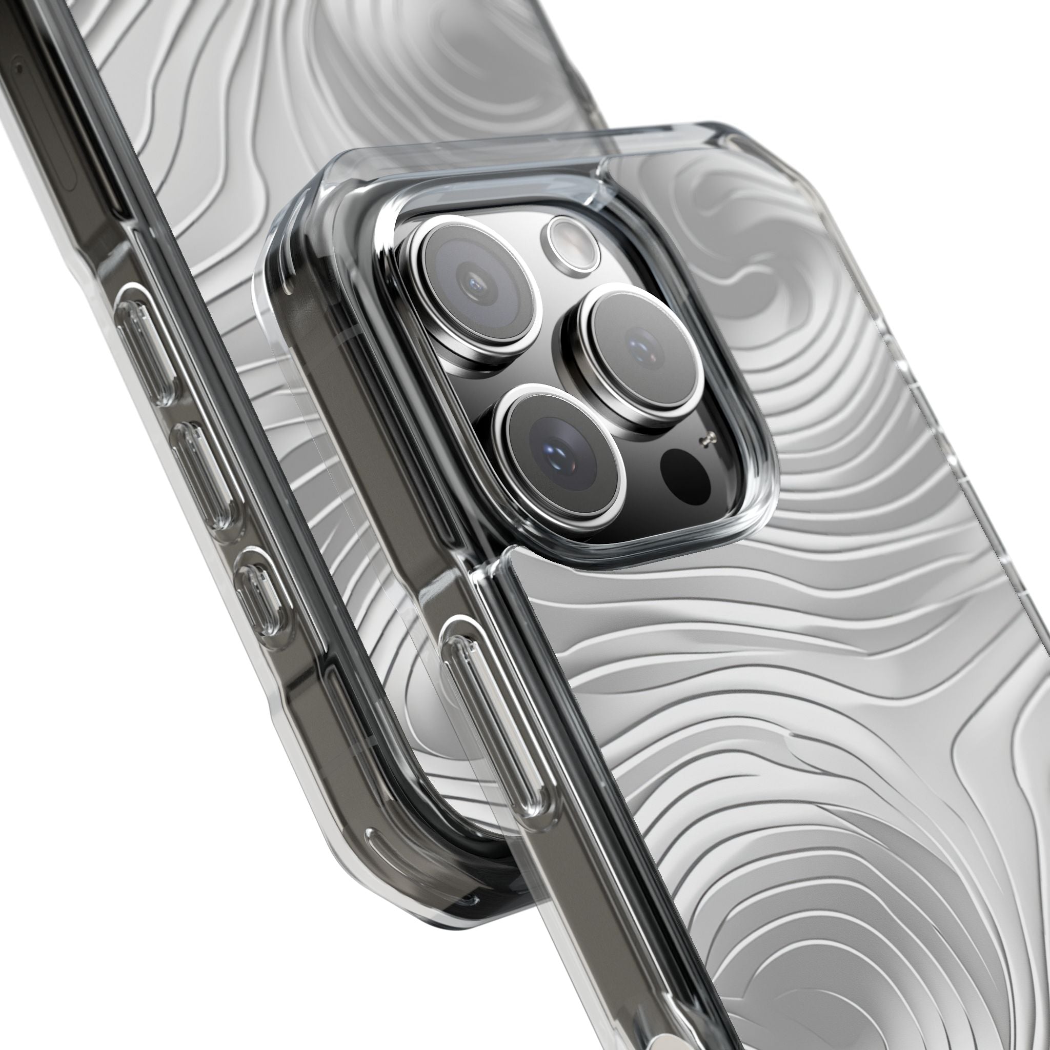 Monochrome Flow Lines iPhone 16 - Impact Clear+