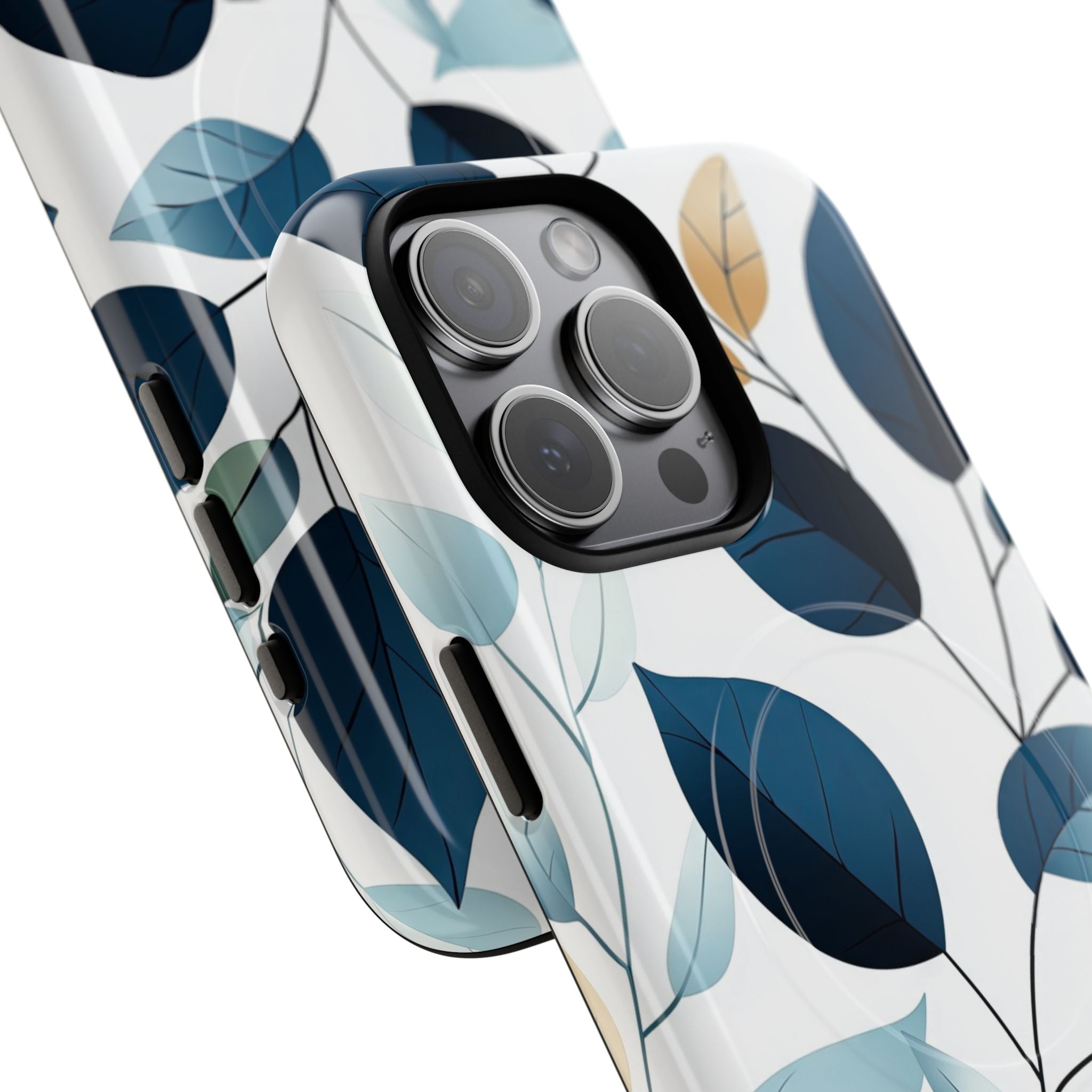 Navy Leaf Veins iPhone 15 Pro Max Case - Tough+