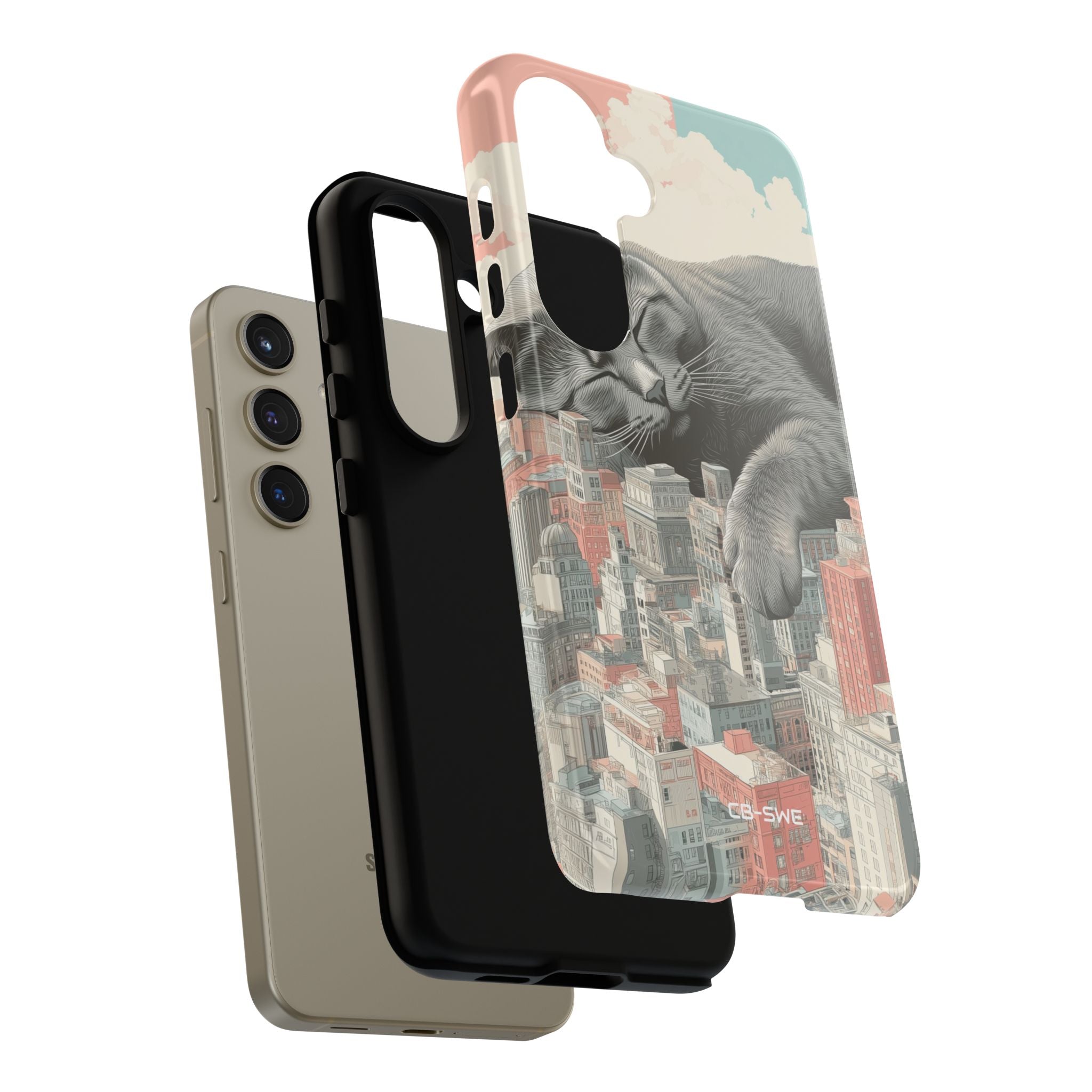Cat Rests Over City - Samsung Case