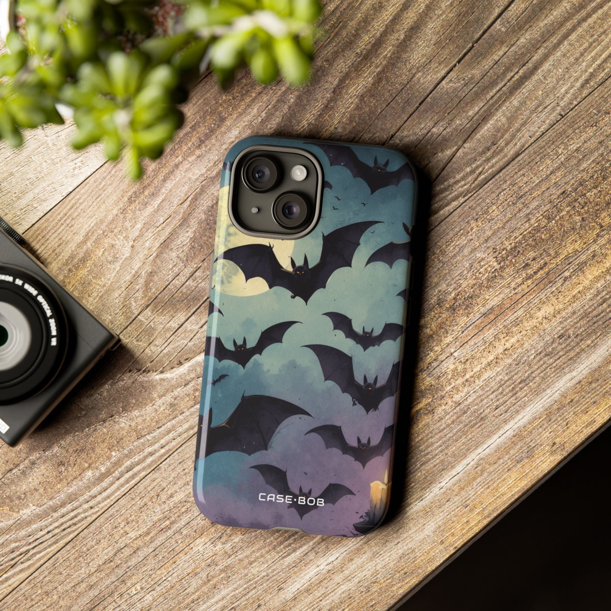 Glowing Bat Swarm iPhone 15 Case - Tough