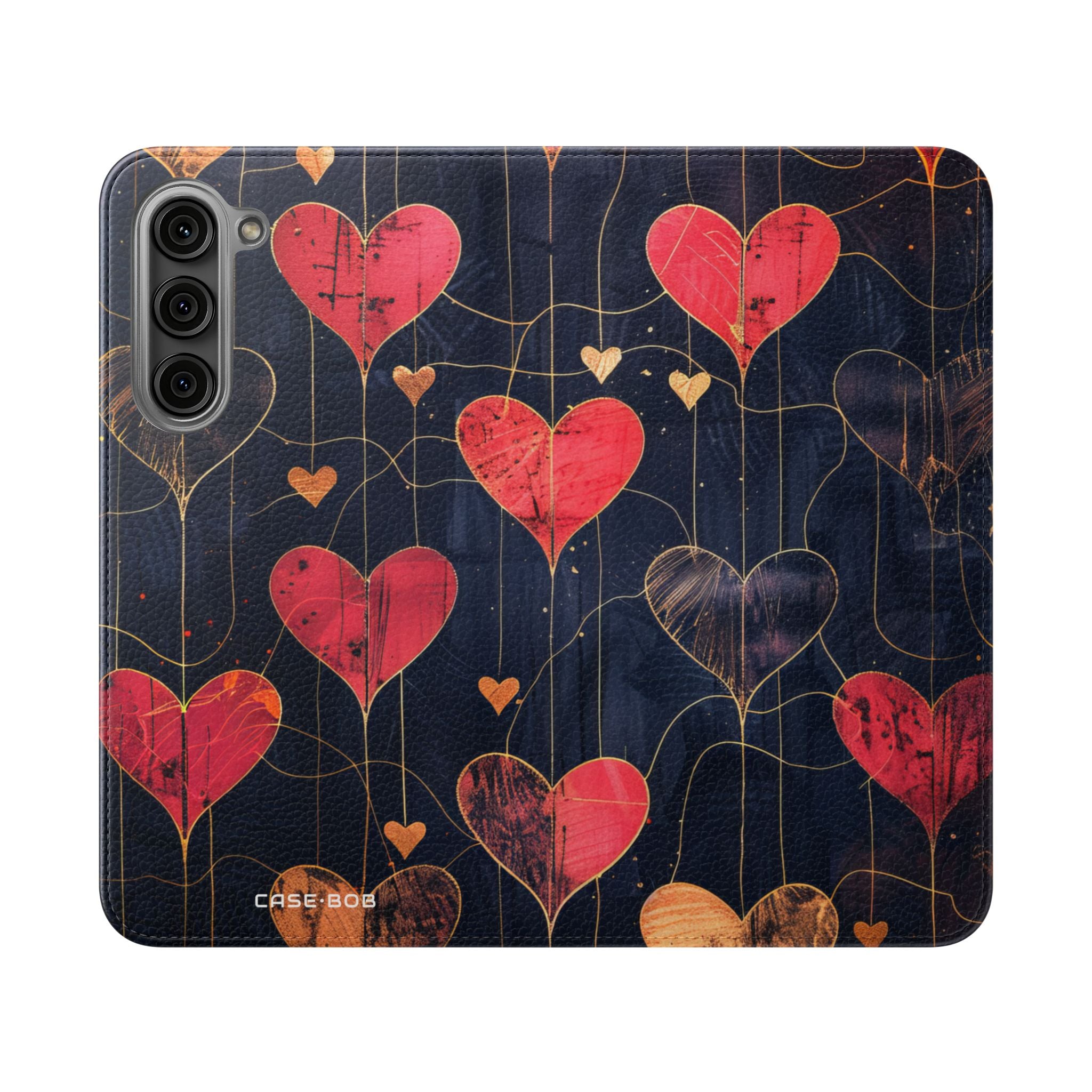 Textured Heart Grid - Samsung S23+ Case - Wallet
