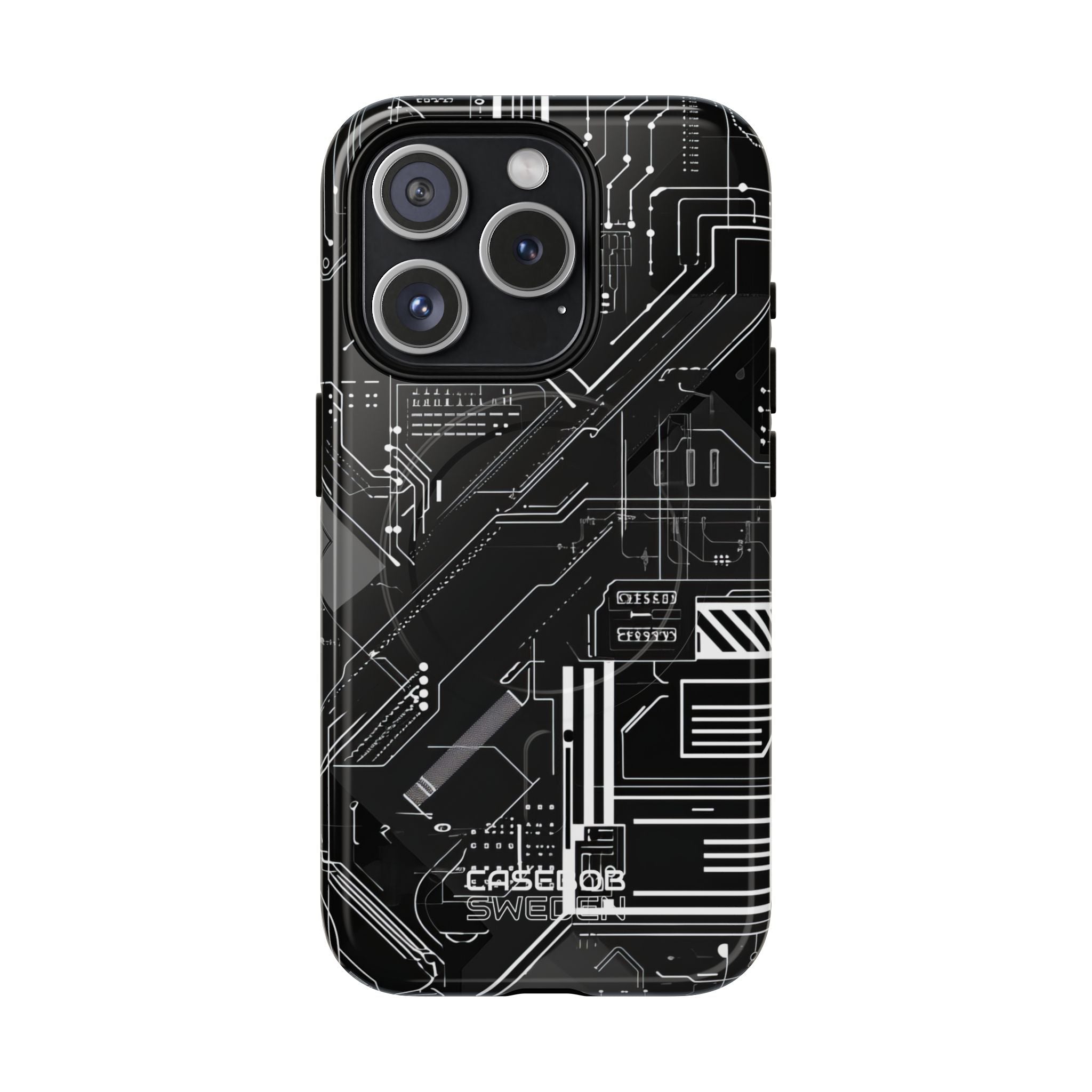 Futuristisches Schaltkreisgitter iPhone 15 – Tough+