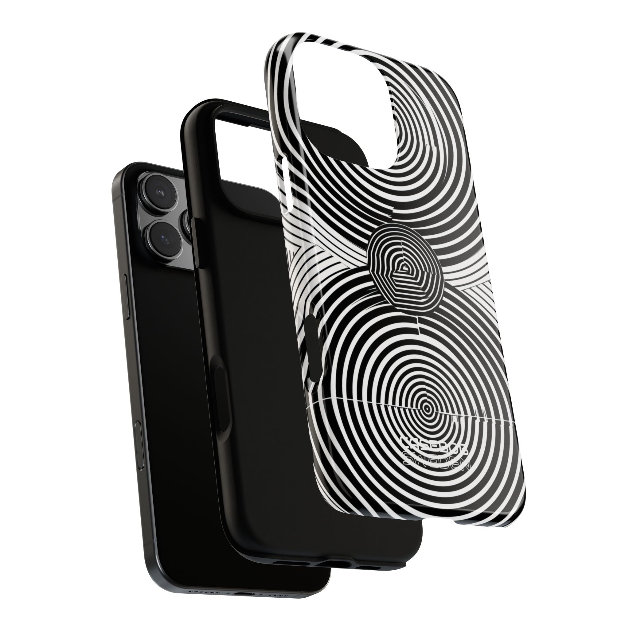 Monochrome Spiral Motion iPhone 16 - Resistente
