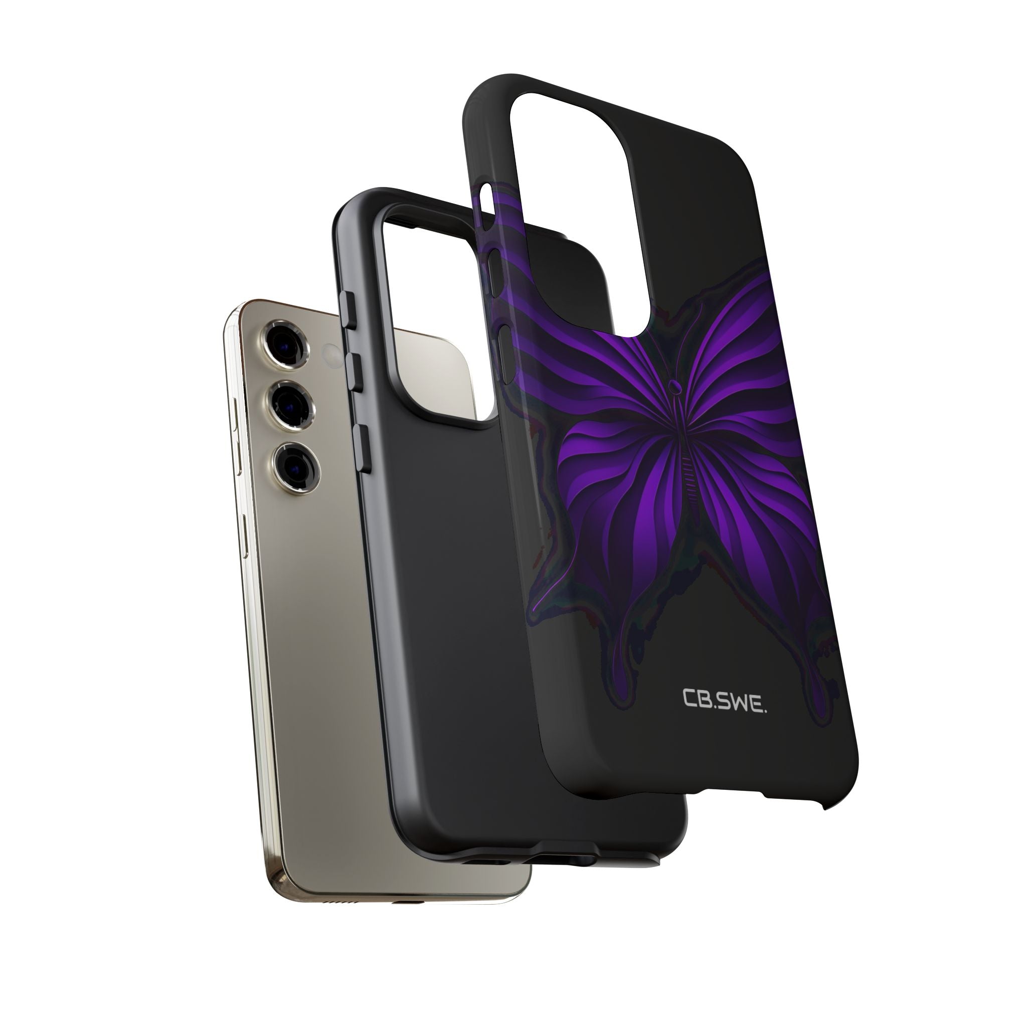 Symmetrical Neon Purple Butterfly Samsung S23 - Tough