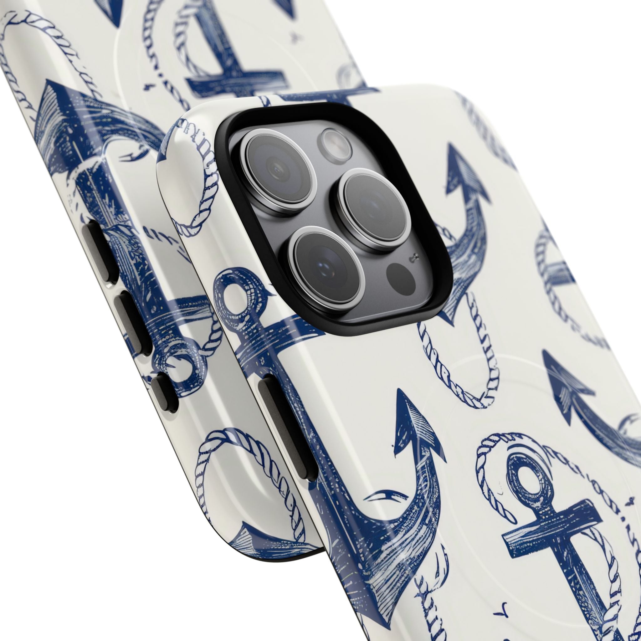 Navy Anchor Loop iPhone 15 Pro Max Case - Tough+
