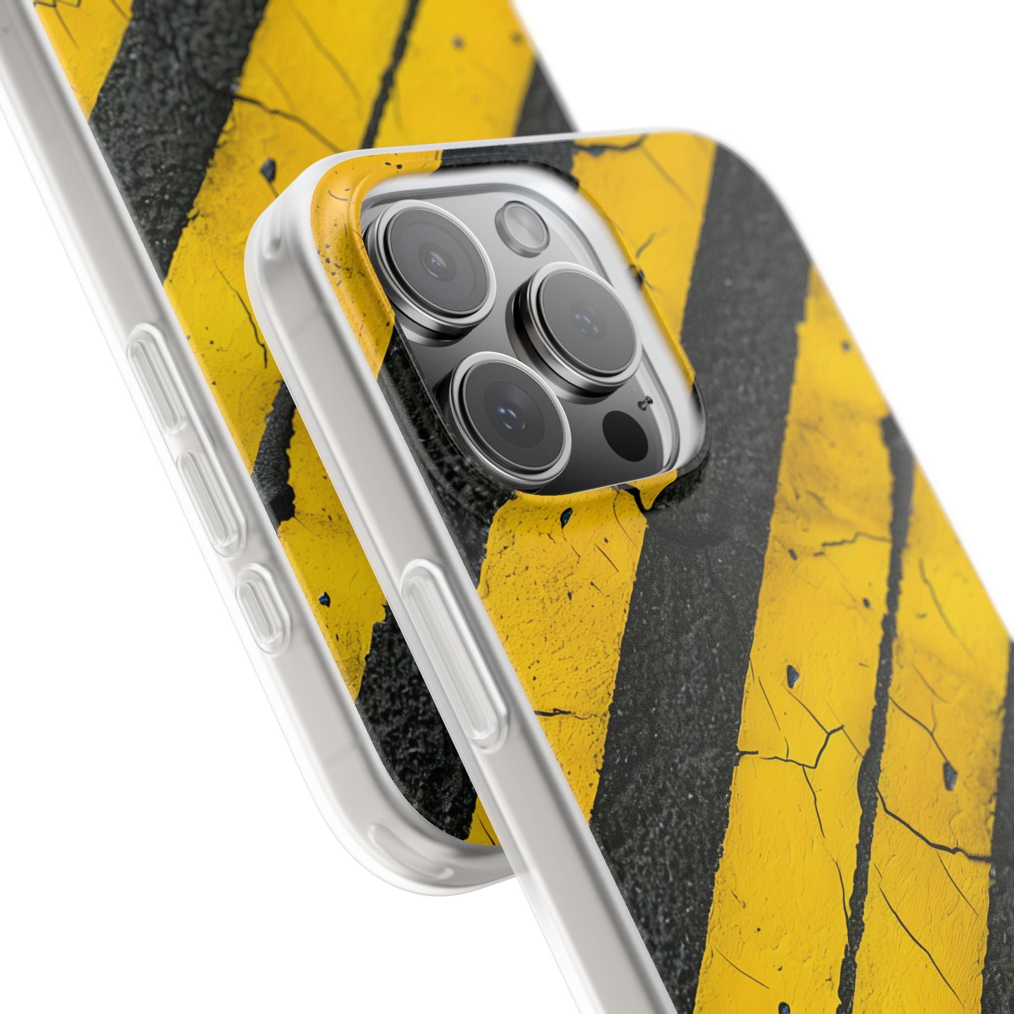 Yellow Stripe Distress iPhone 16 Pro Max Case - Soft