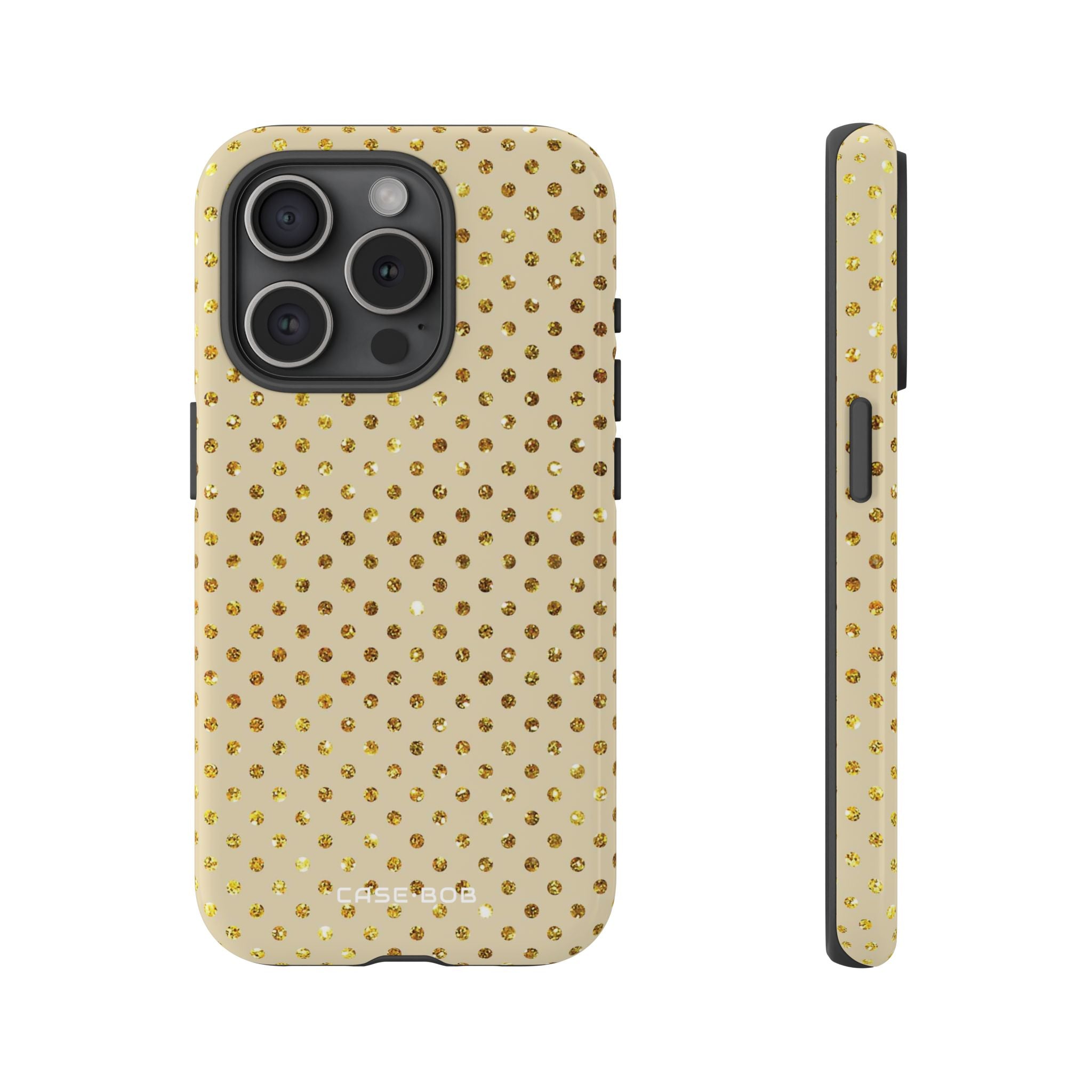 Gold Sparkle Grid iPhone 15 Pro Case - Tough
