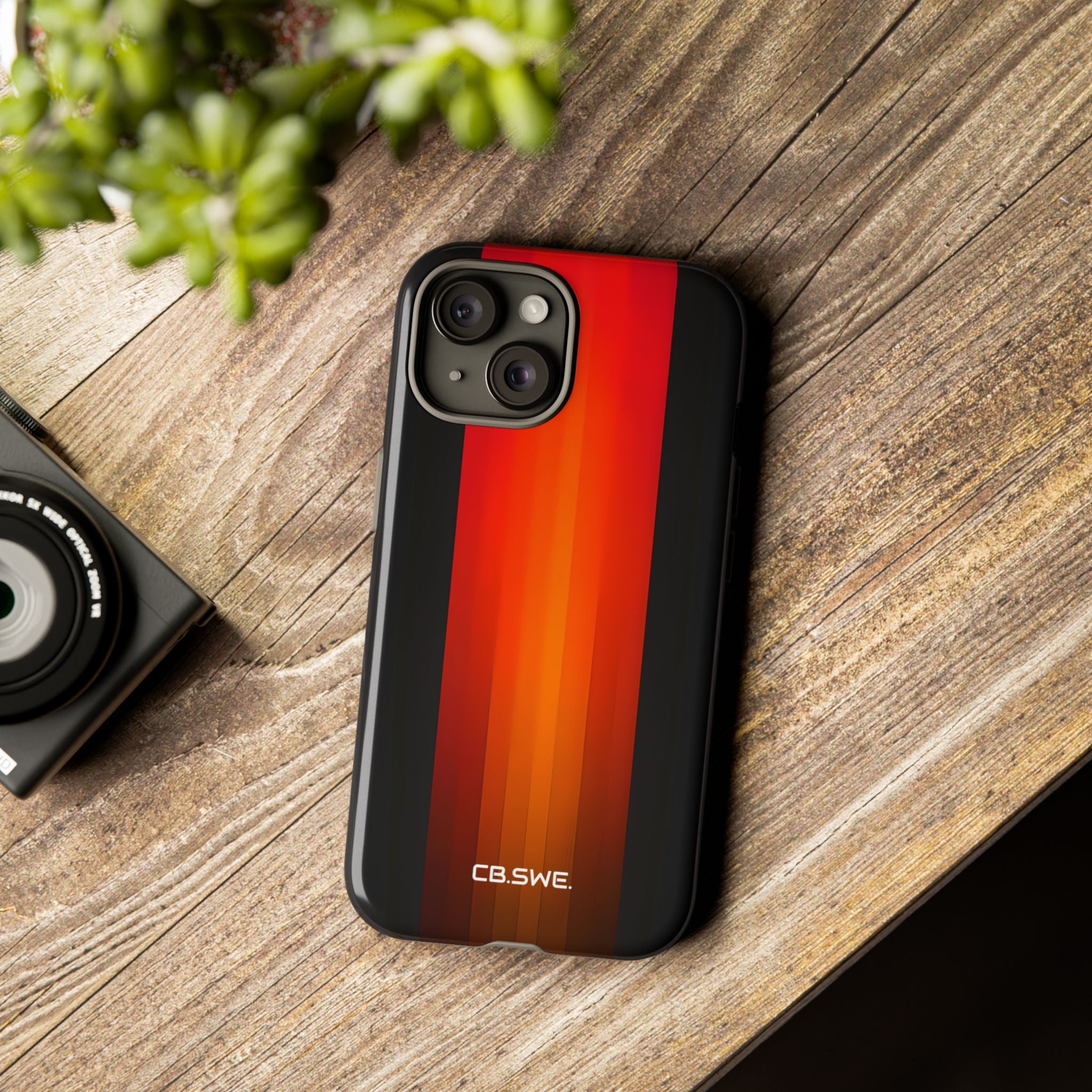 Vibrant Red to Black Gradient Minimalist Phone iPhone 15 - Tough