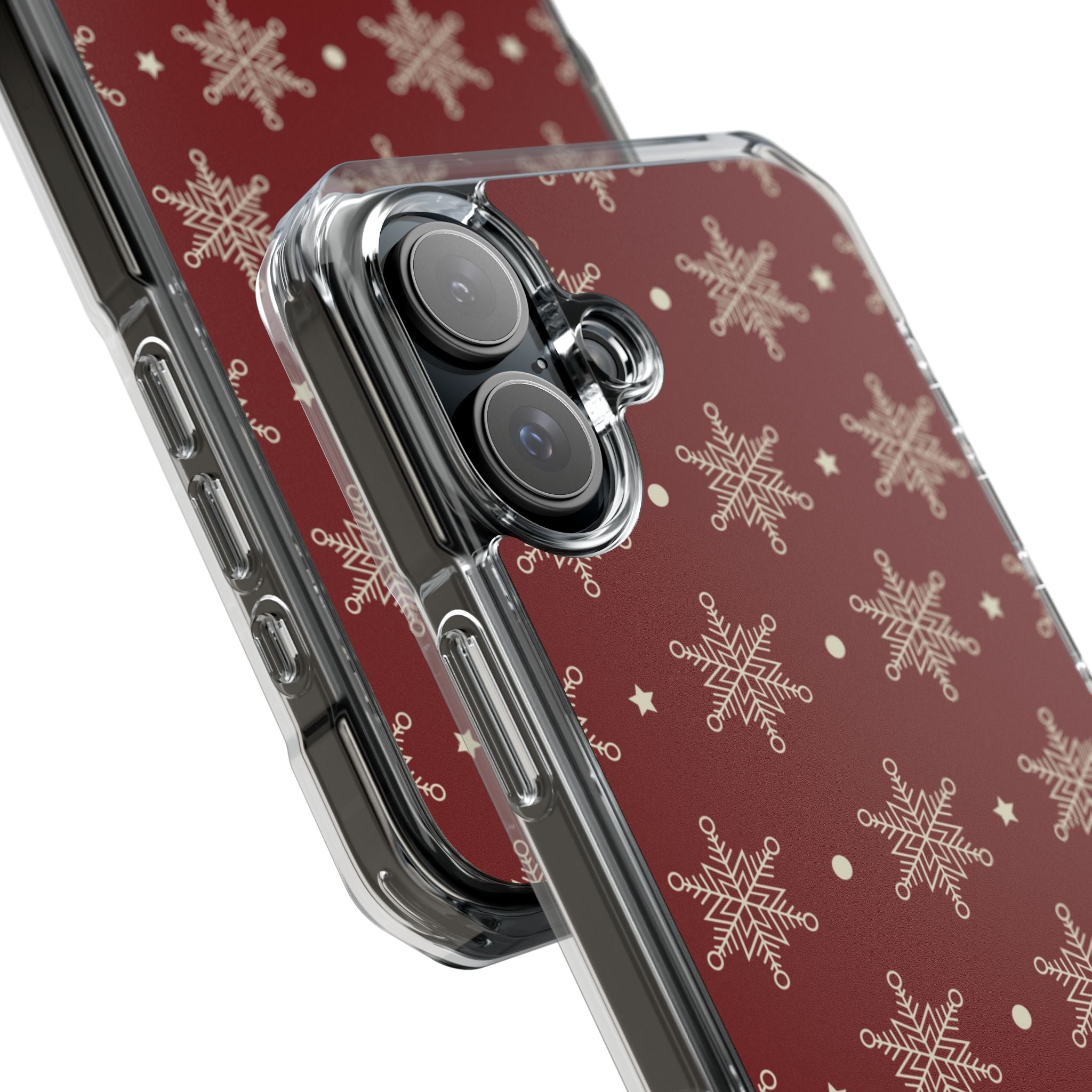 Cream Snowflake Crimson iPhone 16 Plus Case - Impact