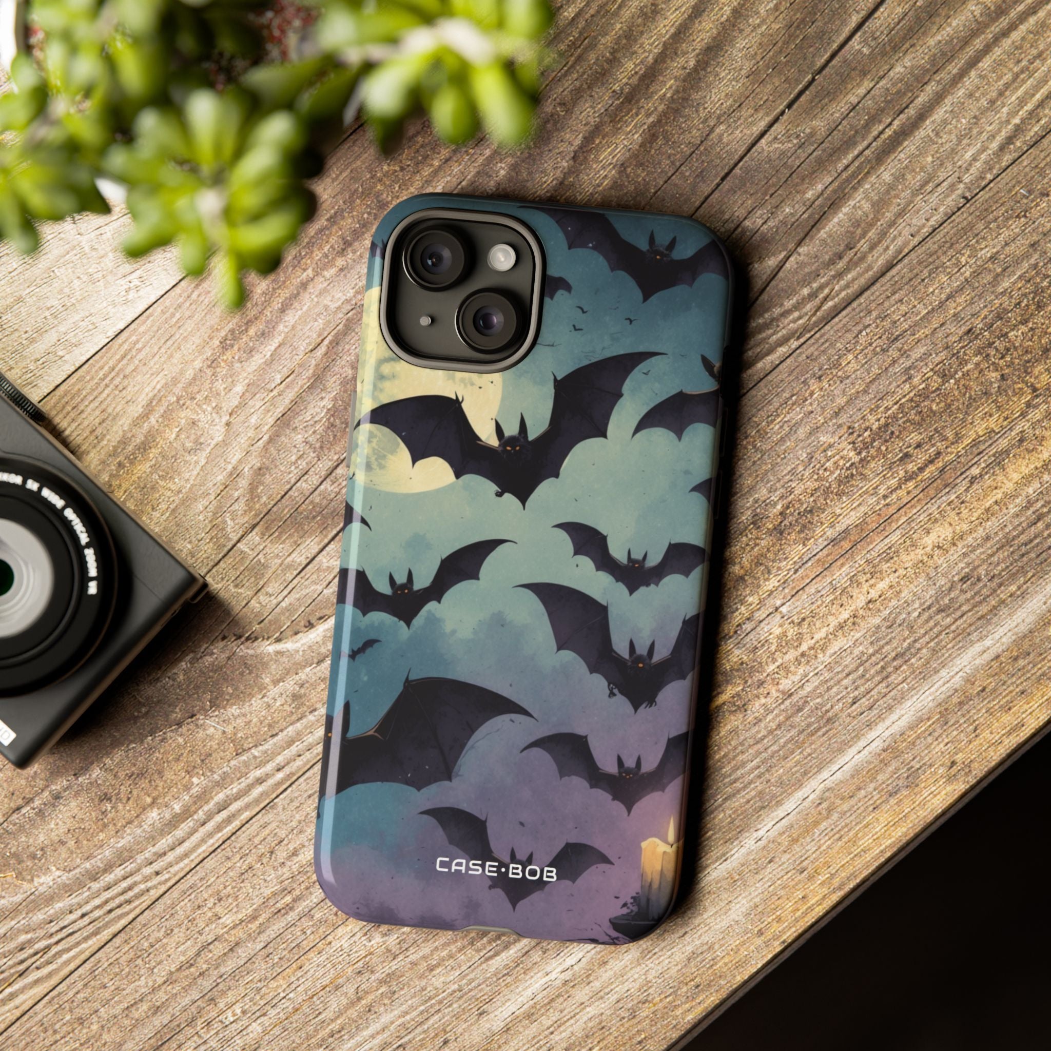 Glowing Bat Swarm iPhone 15 Plus Case - Tough