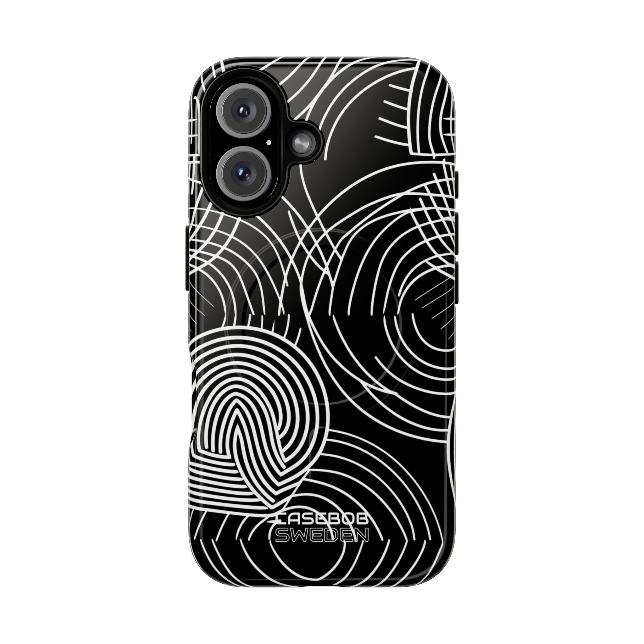 Monochrome Spiral Curves iPhone 16 - Tough+
