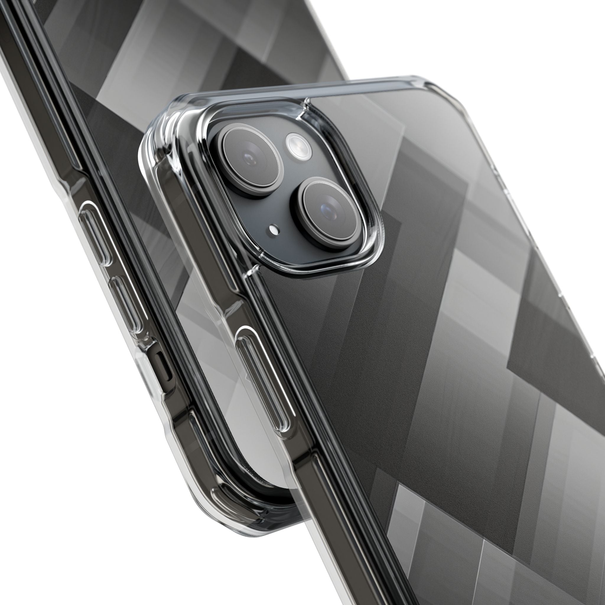 Grayscale Geometric Layers iPhone 15 - Impact Clear+