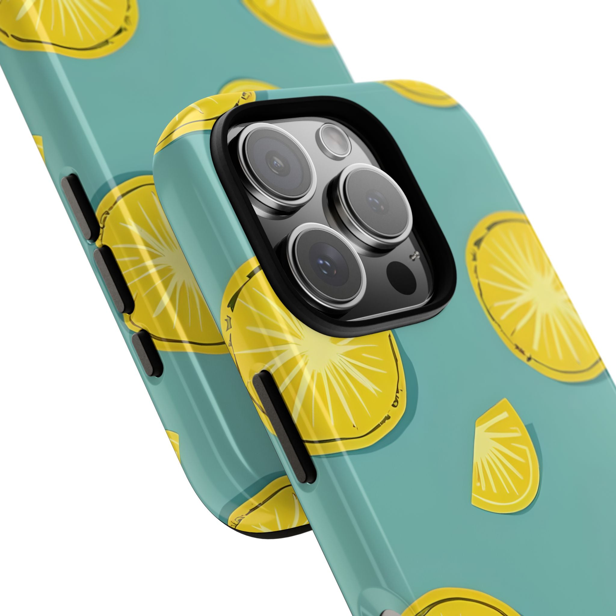 Bright Yellow Pineapple Slice on Teal iPhone 16 - Tough