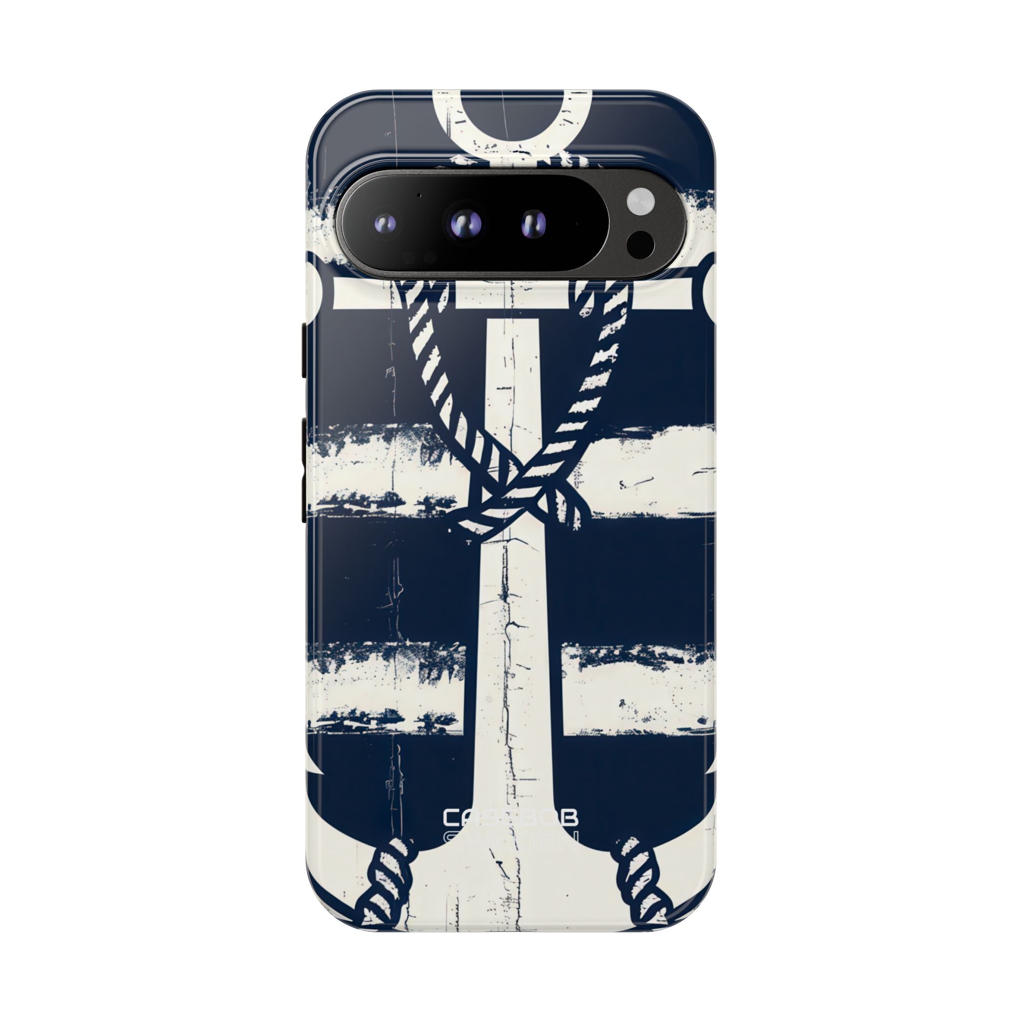 Navy Anchor Stripes Google Pixel 9 - Tough
