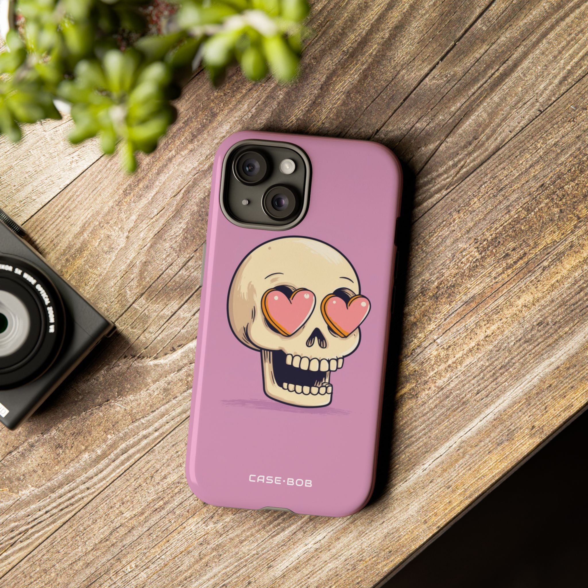 Heart Eyed Skull iPhone 15 Case - Tough